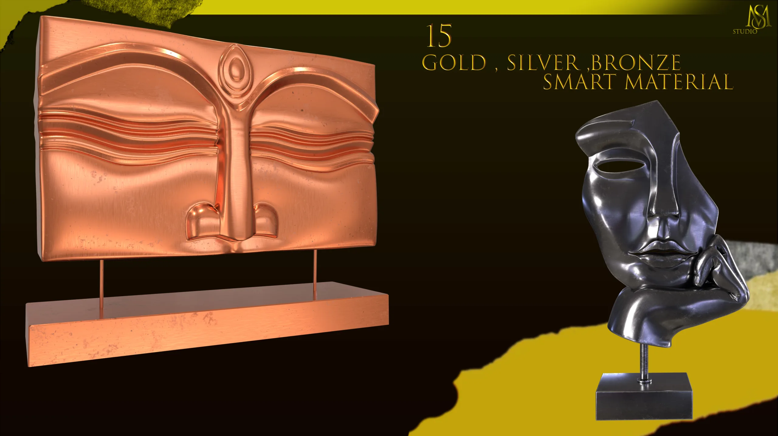 15 BRONZE,GOLD,SILVER SMART MATERIAL PBR TEXURES