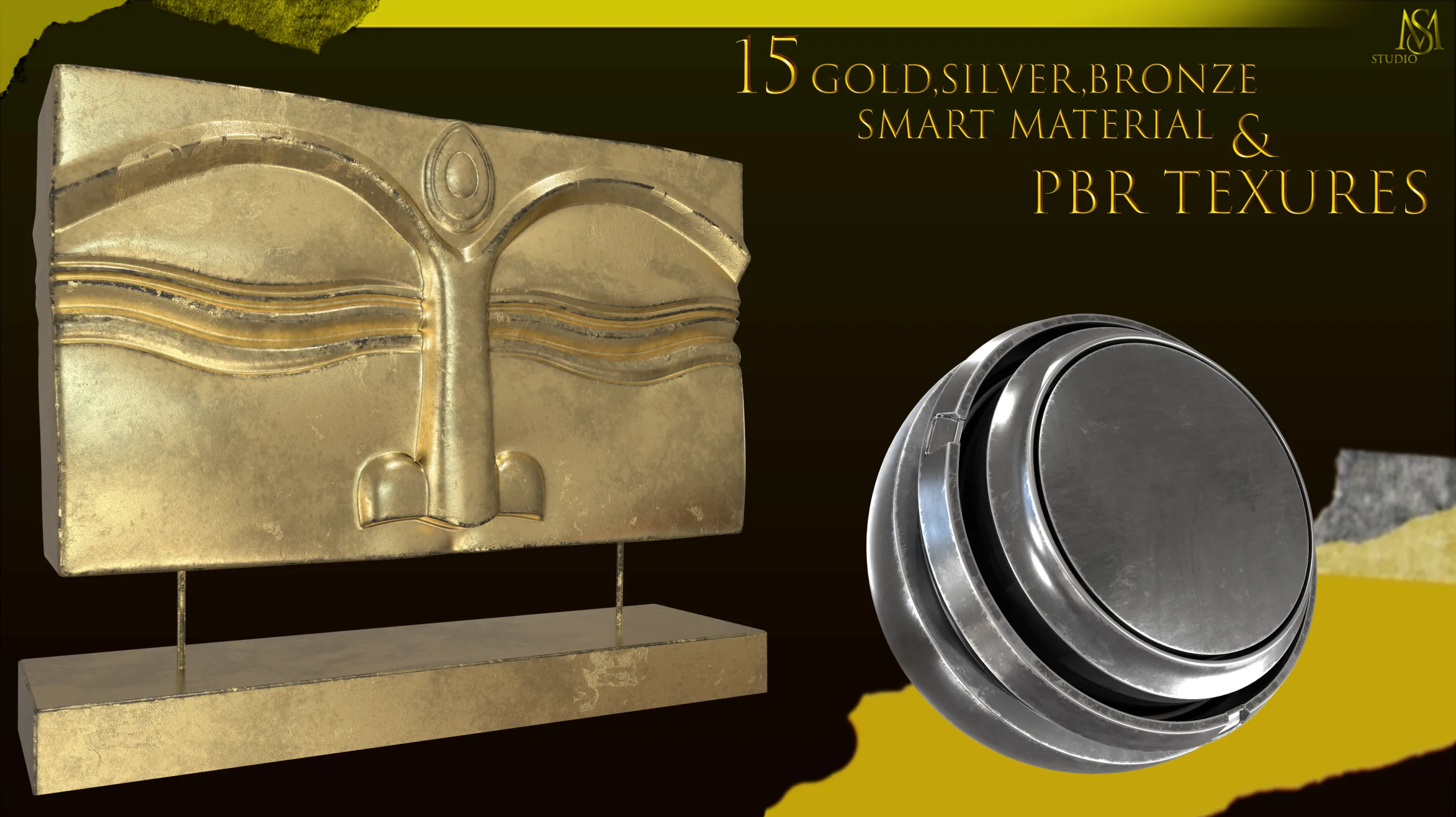 15 BRONZE,GOLD,SILVER SMART MATERIAL PBR TEXURES