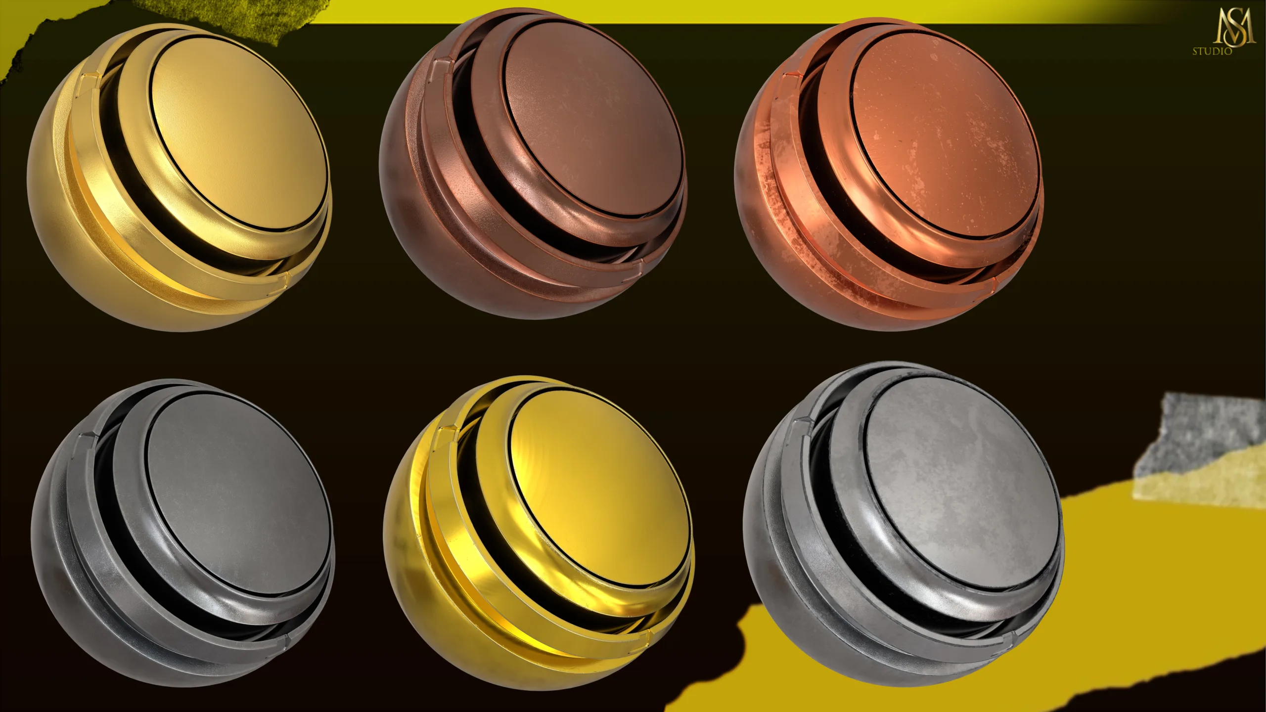 15 BRONZE,GOLD,SILVER SMART MATERIAL PBR TEXURES
