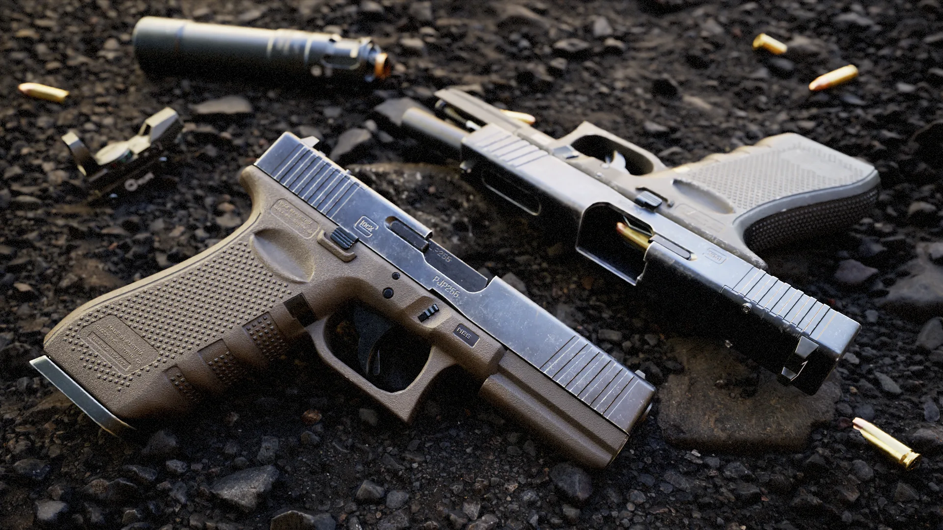 Glock 19 Gen 4 with Attachments - High Quality Pistol Model