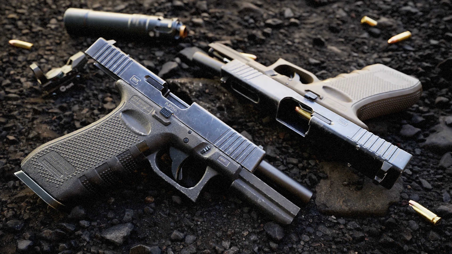 Glock 19 Gen 4 with Attachments - High Quality Pistol Model