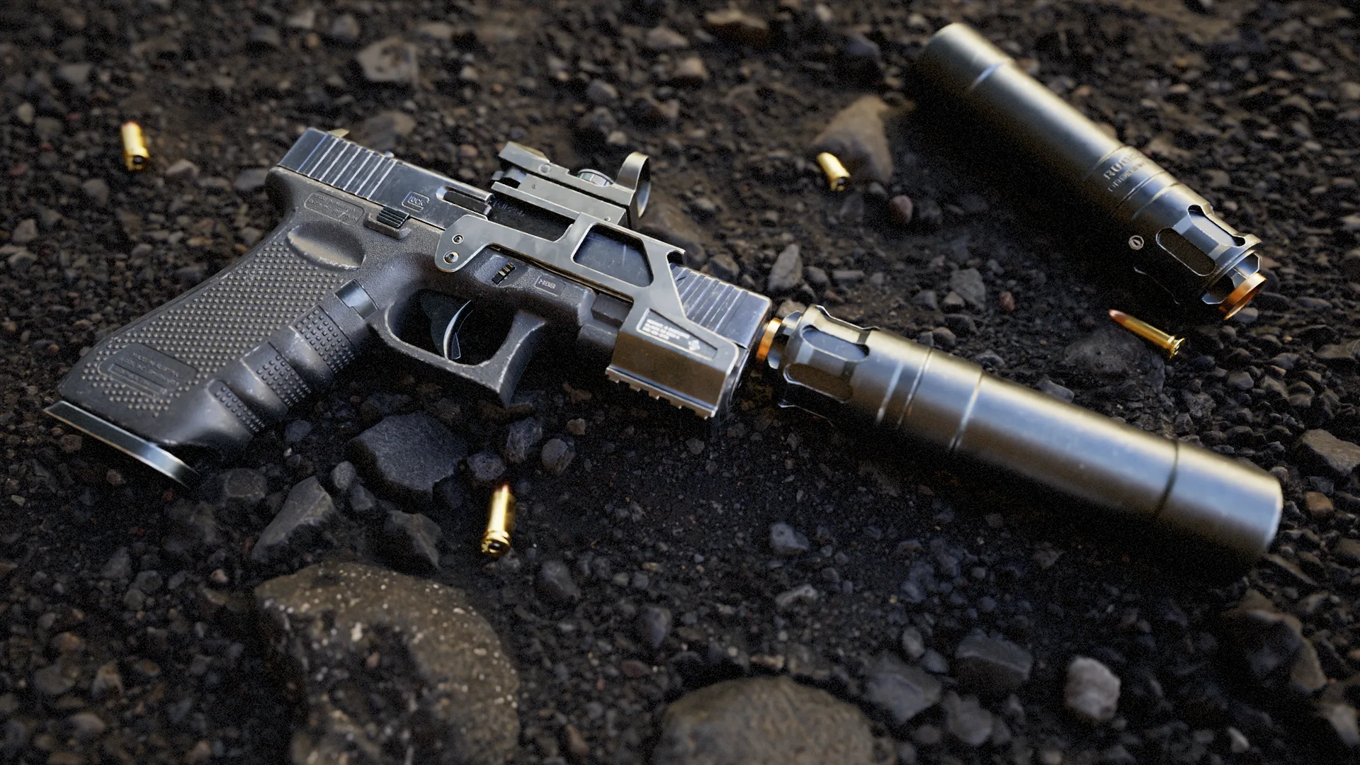 Glock 19 Gen 4 with Attachments - High Quality Pistol Model