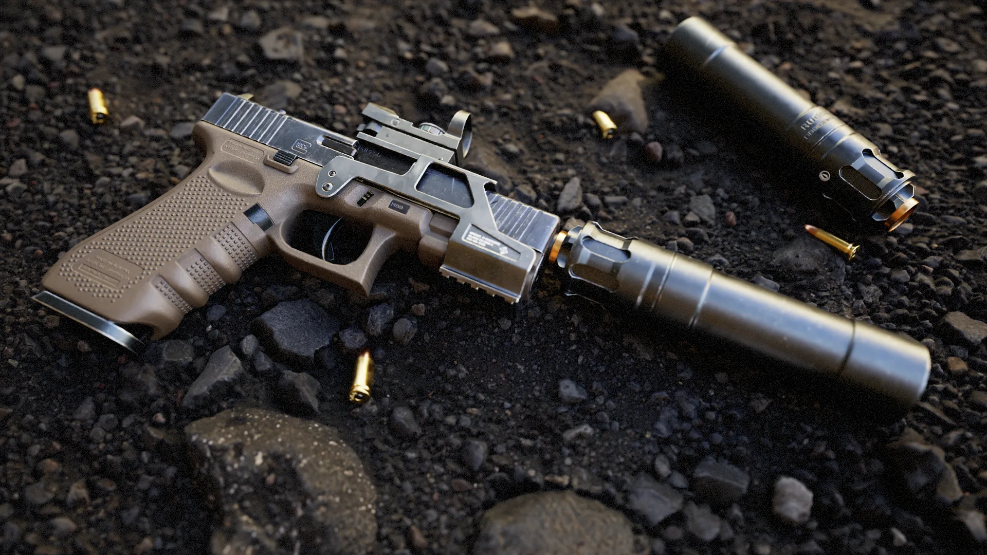 Glock 19 Gen 4 with Attachments - High Quality Pistol Model