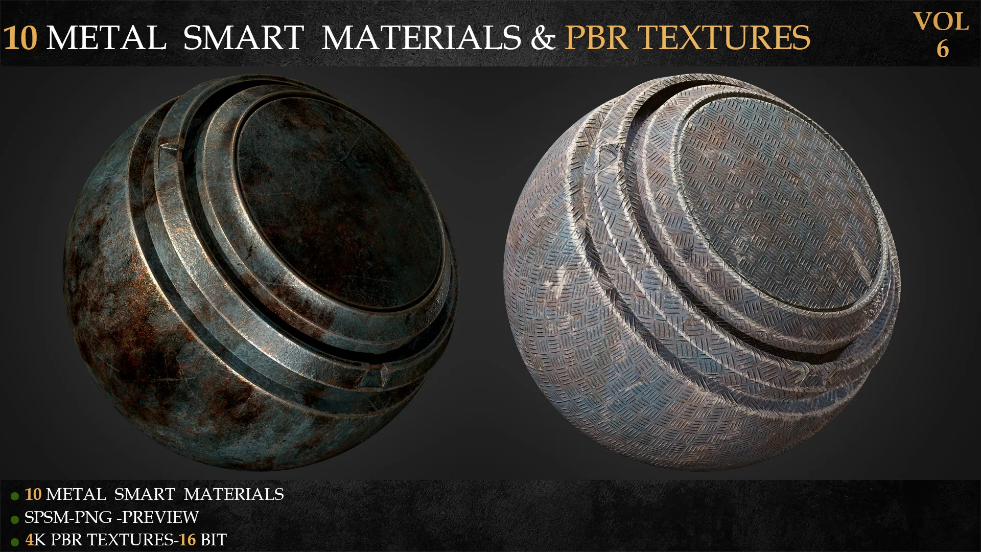 10 METAL SMART MATERIALS & PBR TEXTURES-VOL 6