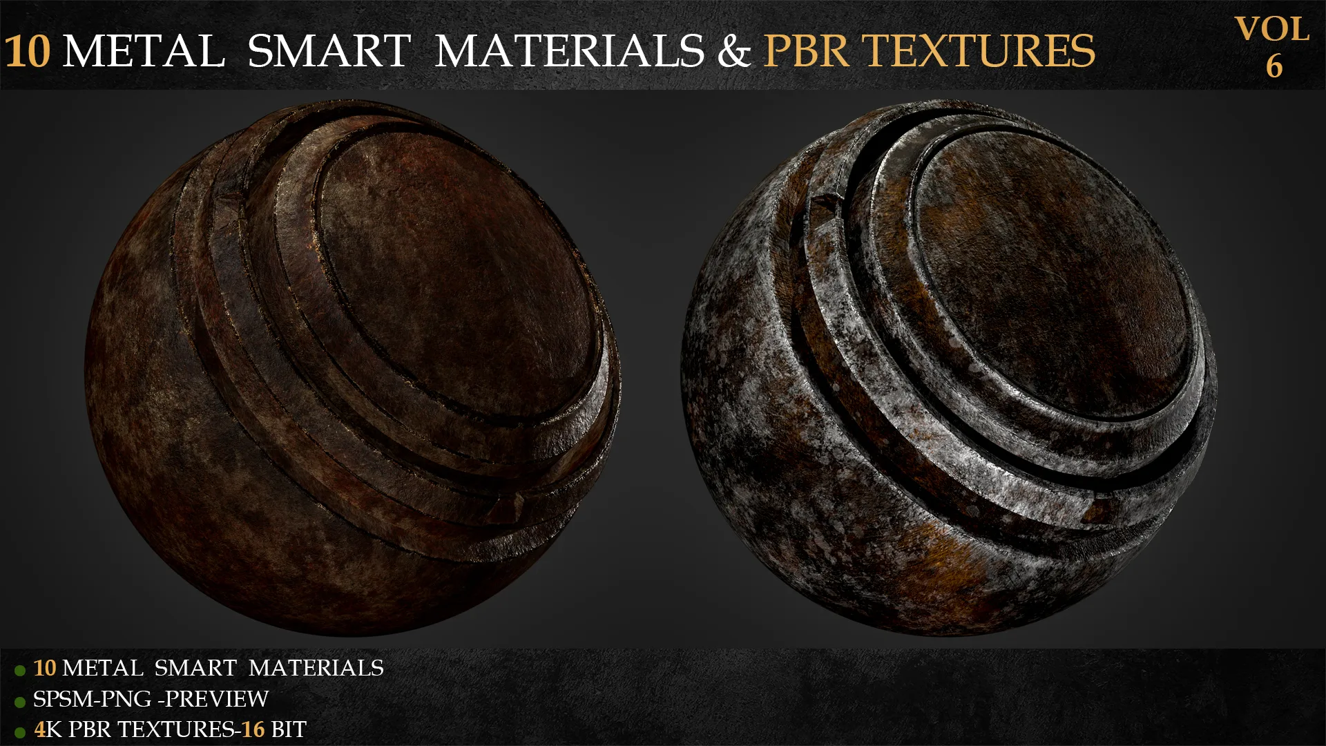 10 METAL SMART MATERIALS & PBR TEXTURES-VOL 6