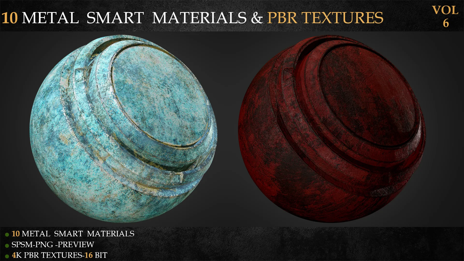 10 METAL SMART MATERIALS & PBR TEXTURES-VOL 6