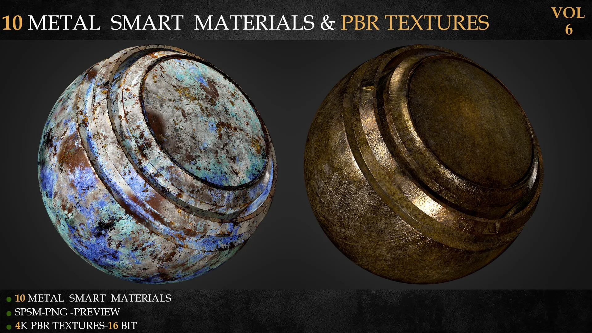 10 METAL SMART MATERIALS & PBR TEXTURES-VOL 6