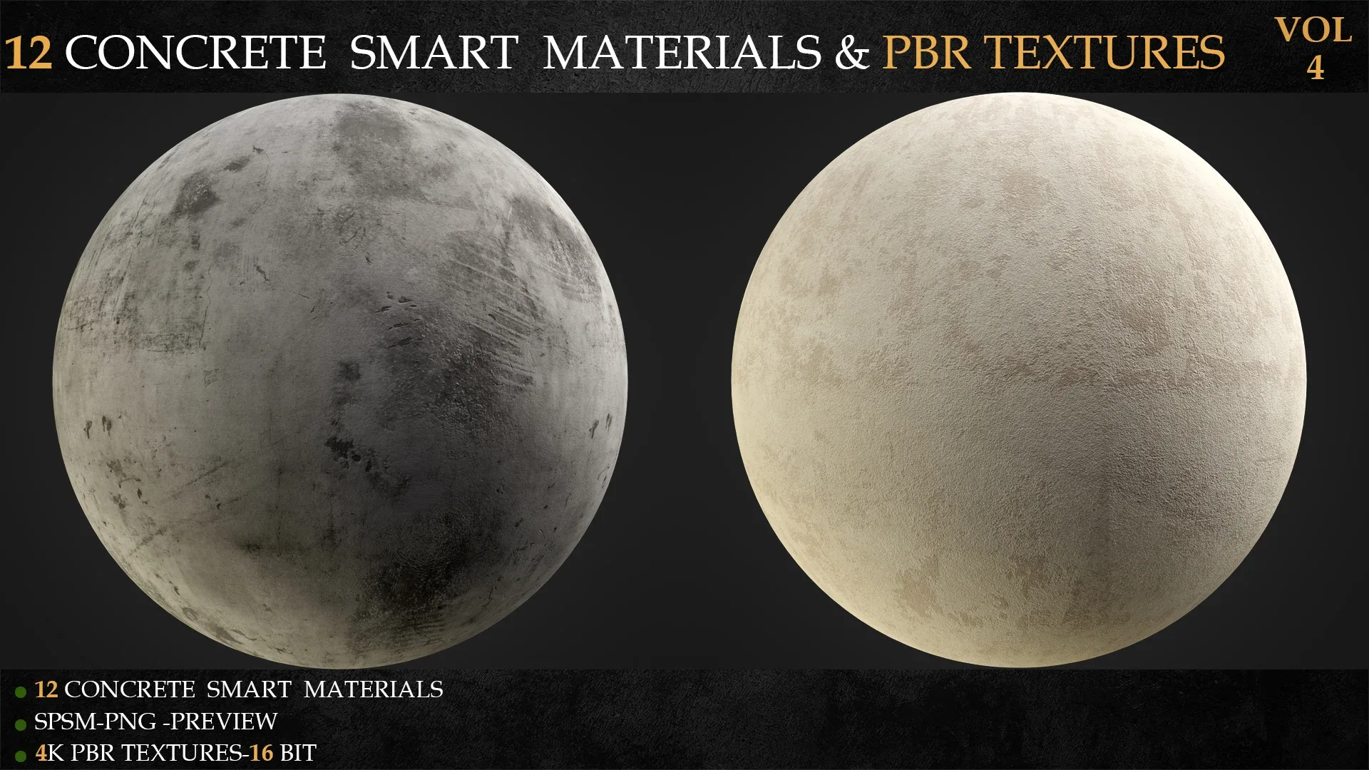 12 CONCRETE SMART MATERIALS & PBR TEXTURES-VOL 4