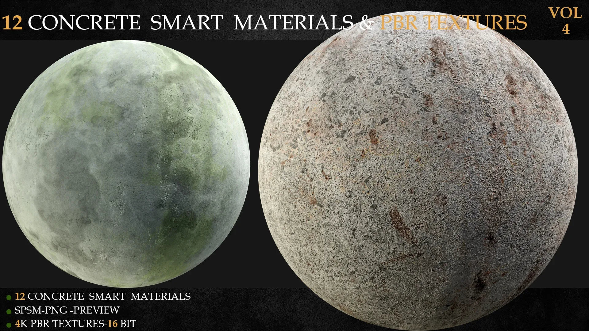 12 CONCRETE SMART MATERIALS & PBR TEXTURES-VOL 4