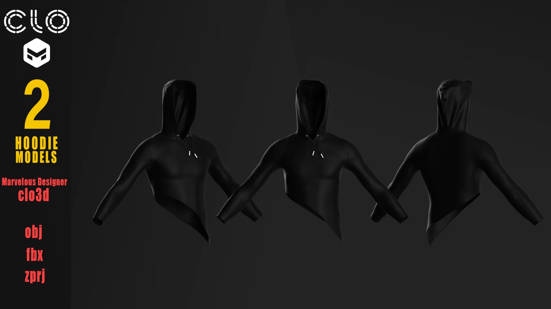 6 HOODIE MODELS/Marvelous Designer/CLO 3D