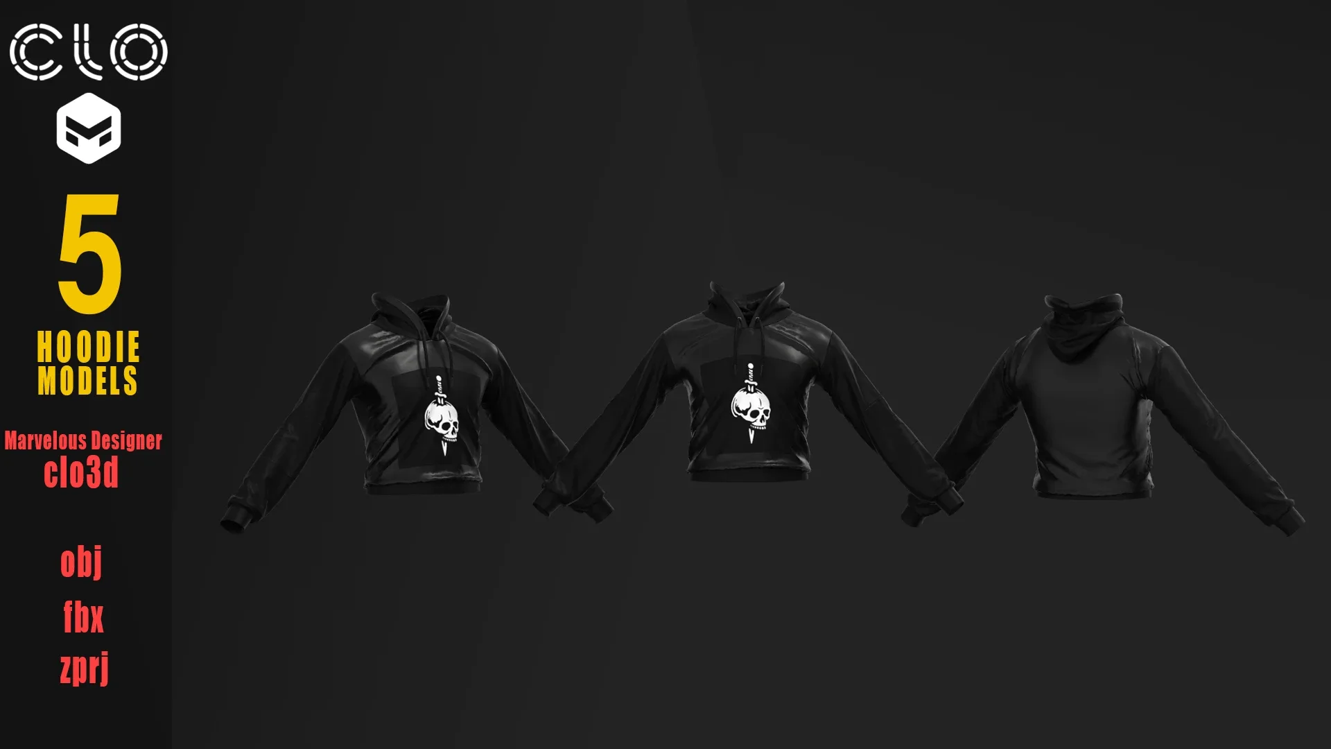 6 HOODIE MODELS/Marvelous Designer/CLO 3D