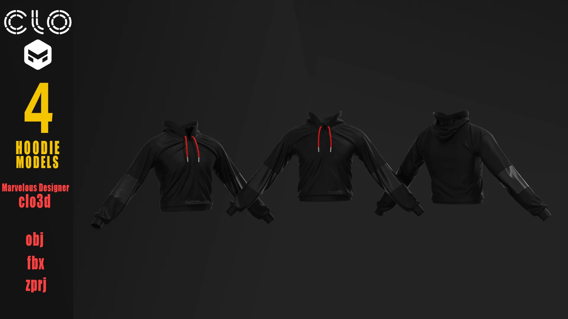 6 HOODIE MODELS/Marvelous Designer/CLO 3D