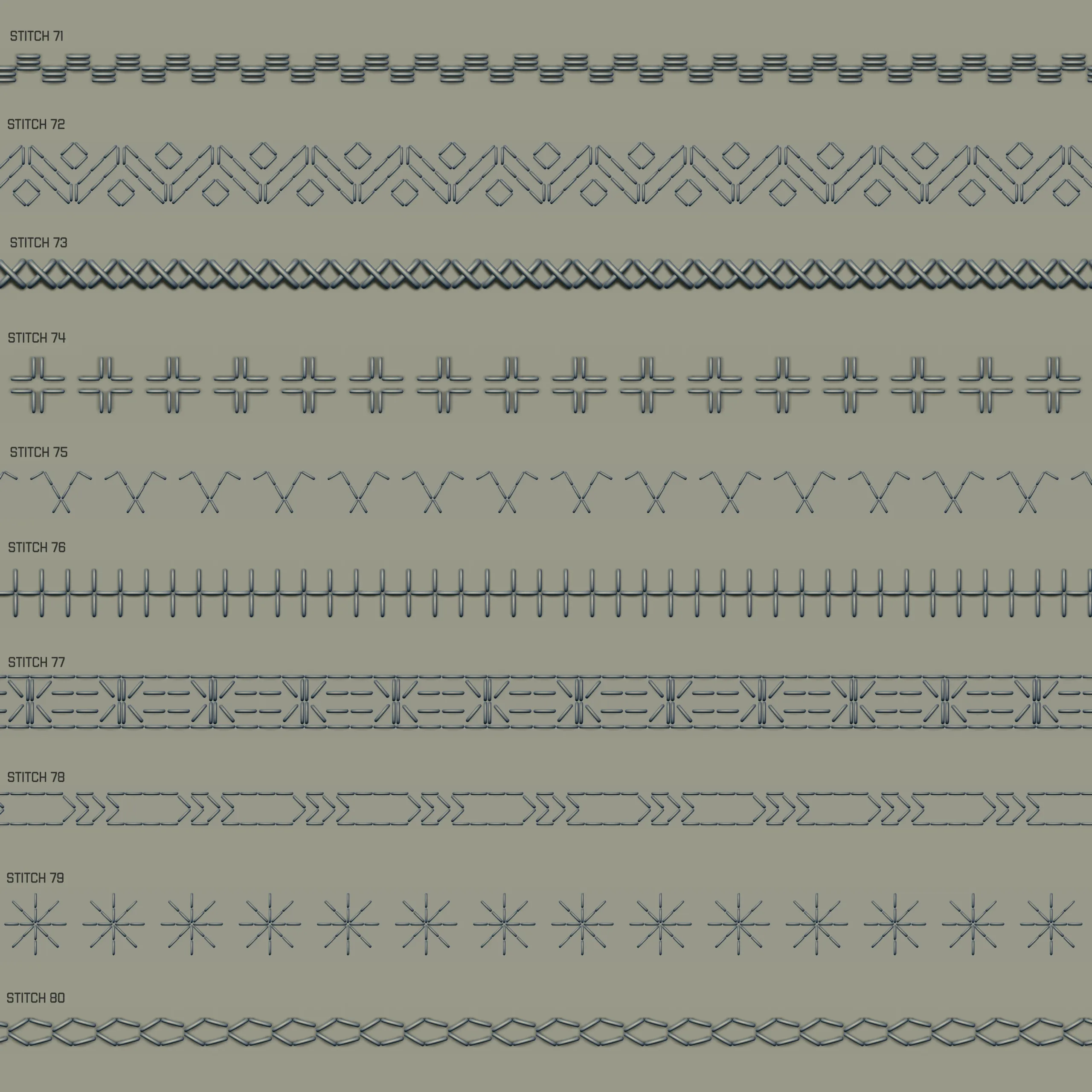 100 IMM Stitches Brush for Zbrush