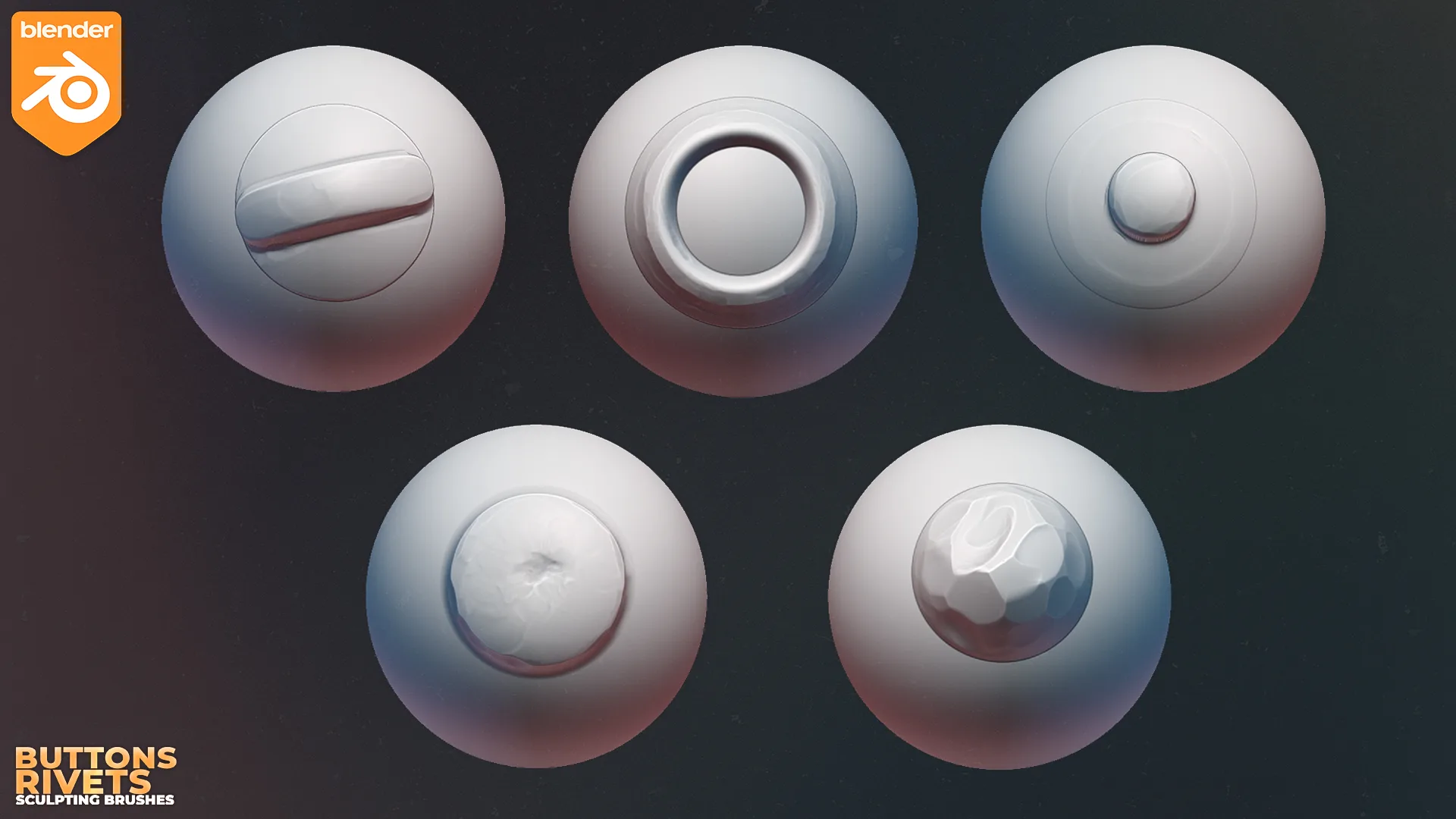 Blender Buttons And Rivets Sculpting Brushes. Asset Browser.