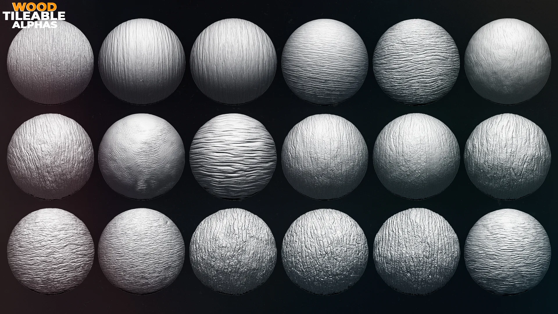 40 Wood Tileable Alphas Vol.8 (ZBrush, Substance)