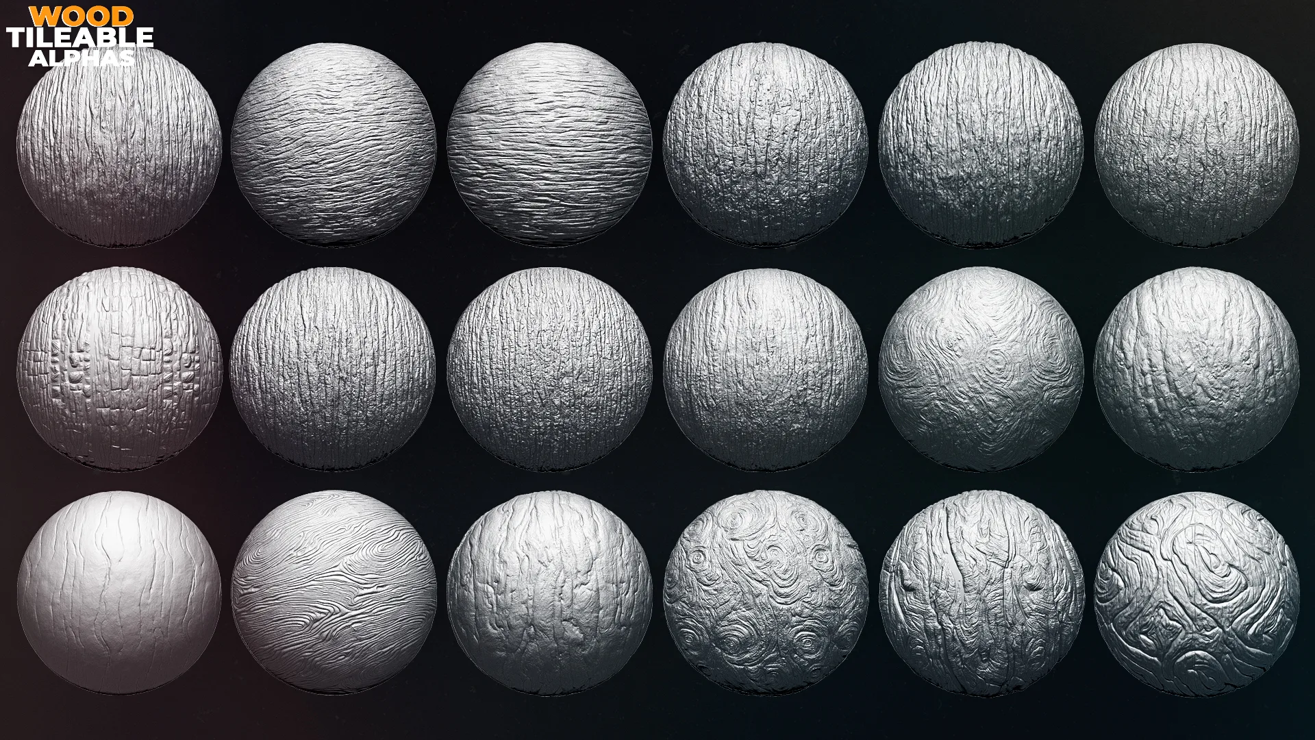 40 Wood Tileable Alphas Vol.8 (ZBrush, Substance)