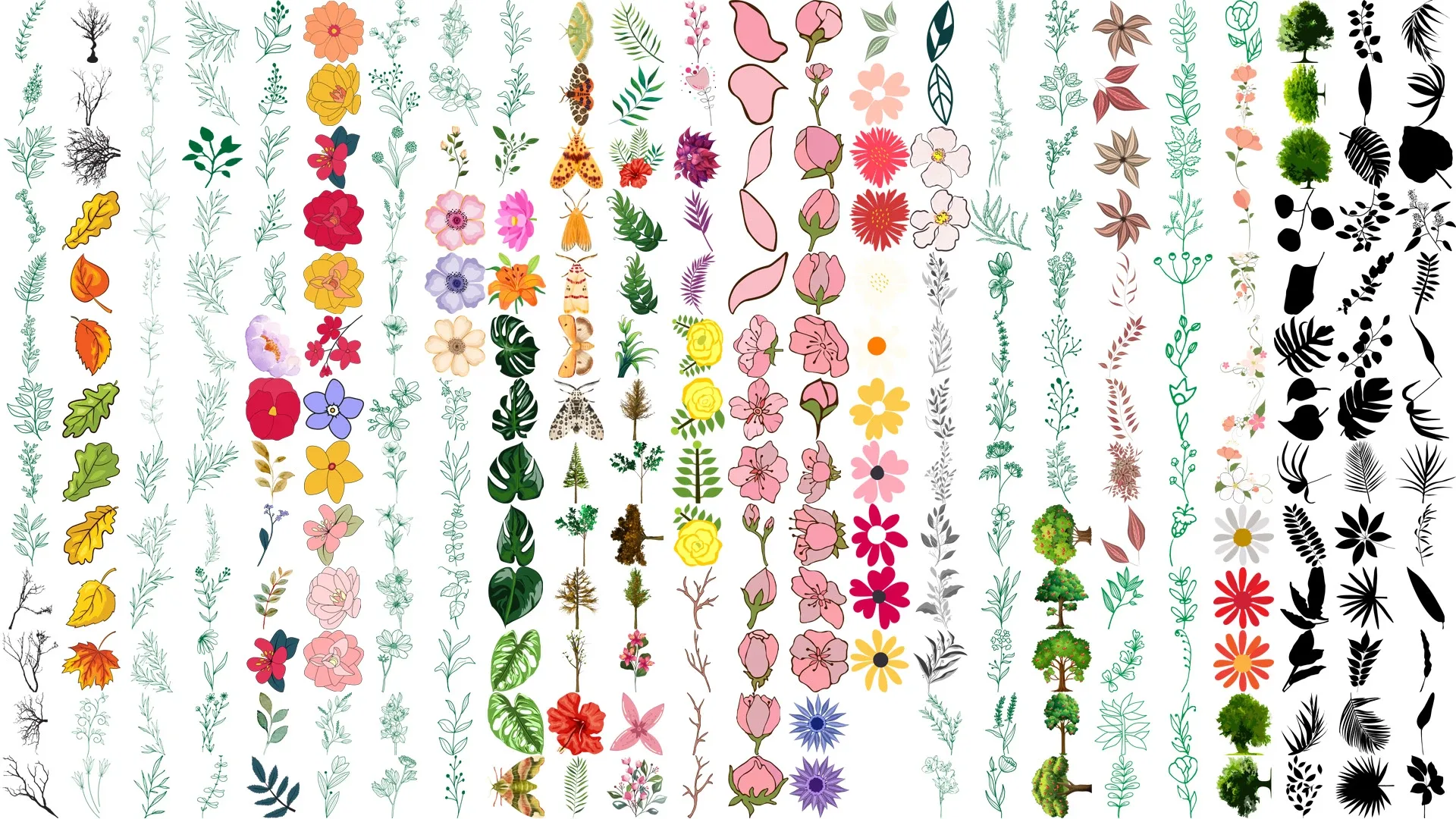1000 Flowers & Trees transparent background png 8k vol 3