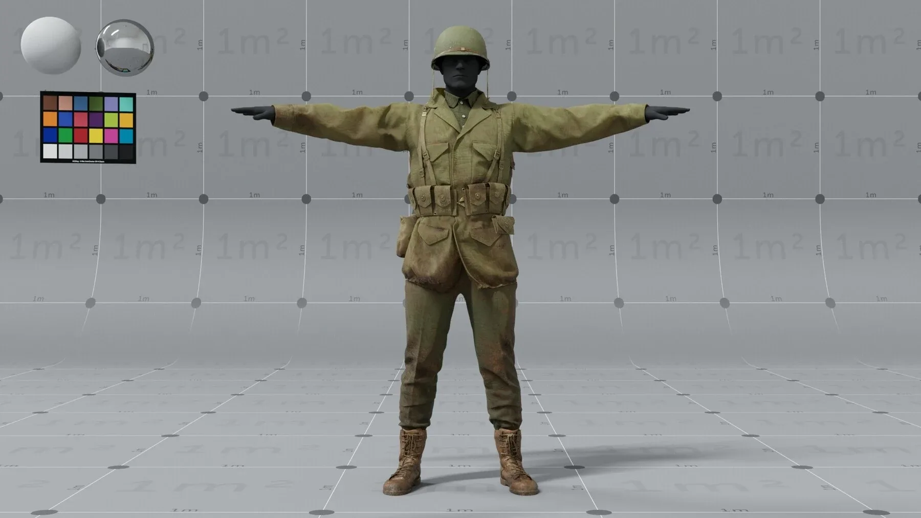 PBR 3D model - American ww2 soldier - animation ready - 9x 4K UDIMs