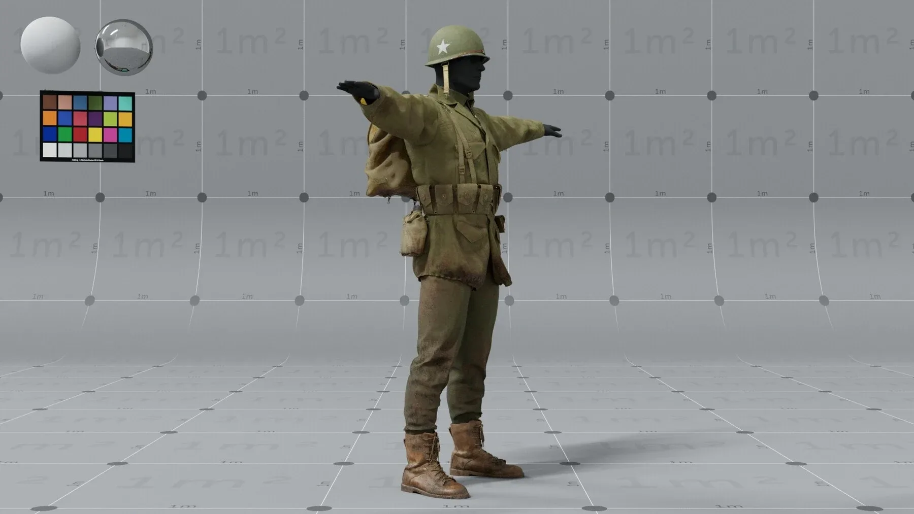 PBR 3D model - American ww2 soldier - animation ready - 9x 4K UDIMs