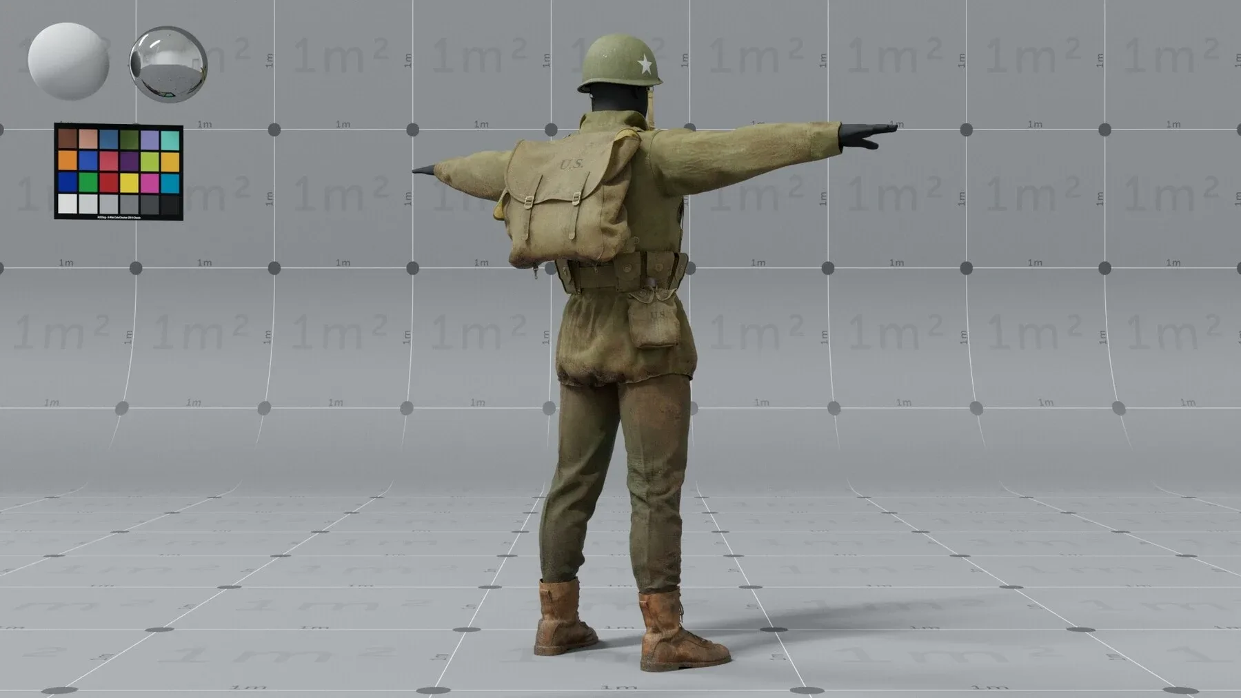 PBR 3D model - American ww2 soldier - animation ready - 9x 4K UDIMs