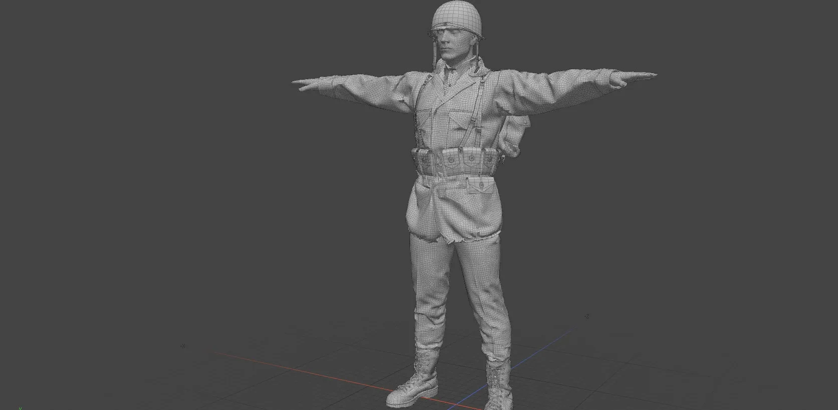 PBR 3D model - American ww2 soldier - animation ready - 9x 4K UDIMs