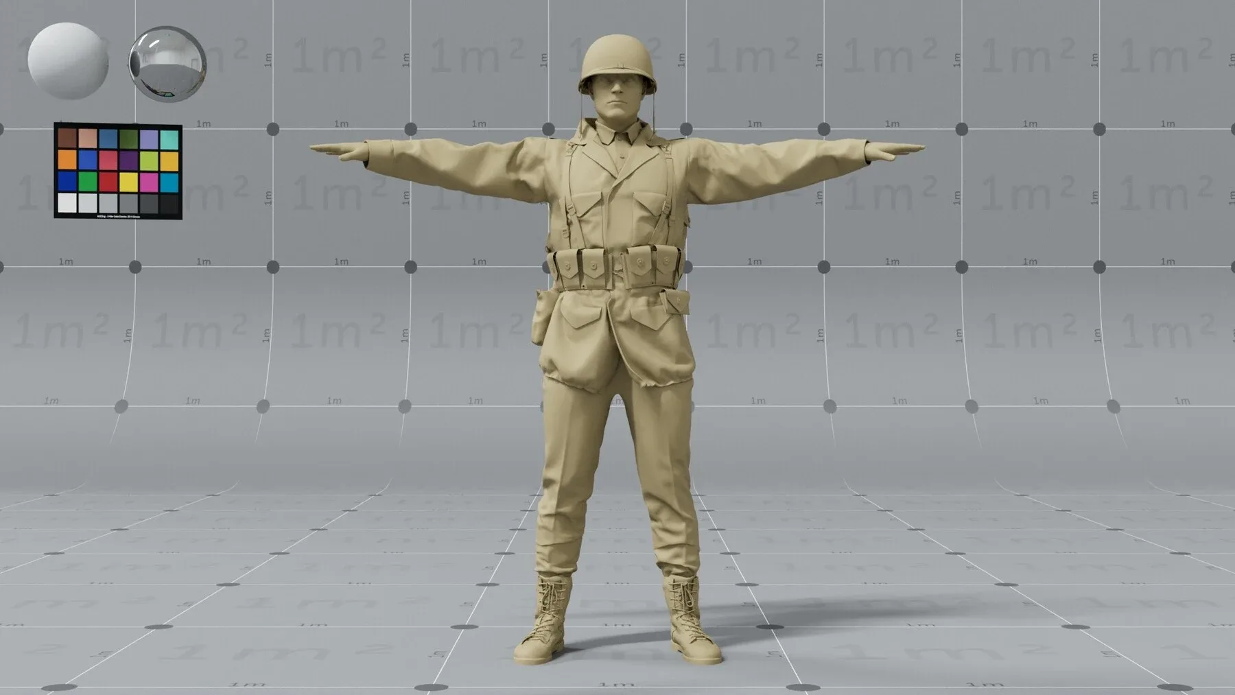 PBR 3D model - American ww2 soldier - animation ready - 9x 4K UDIMs