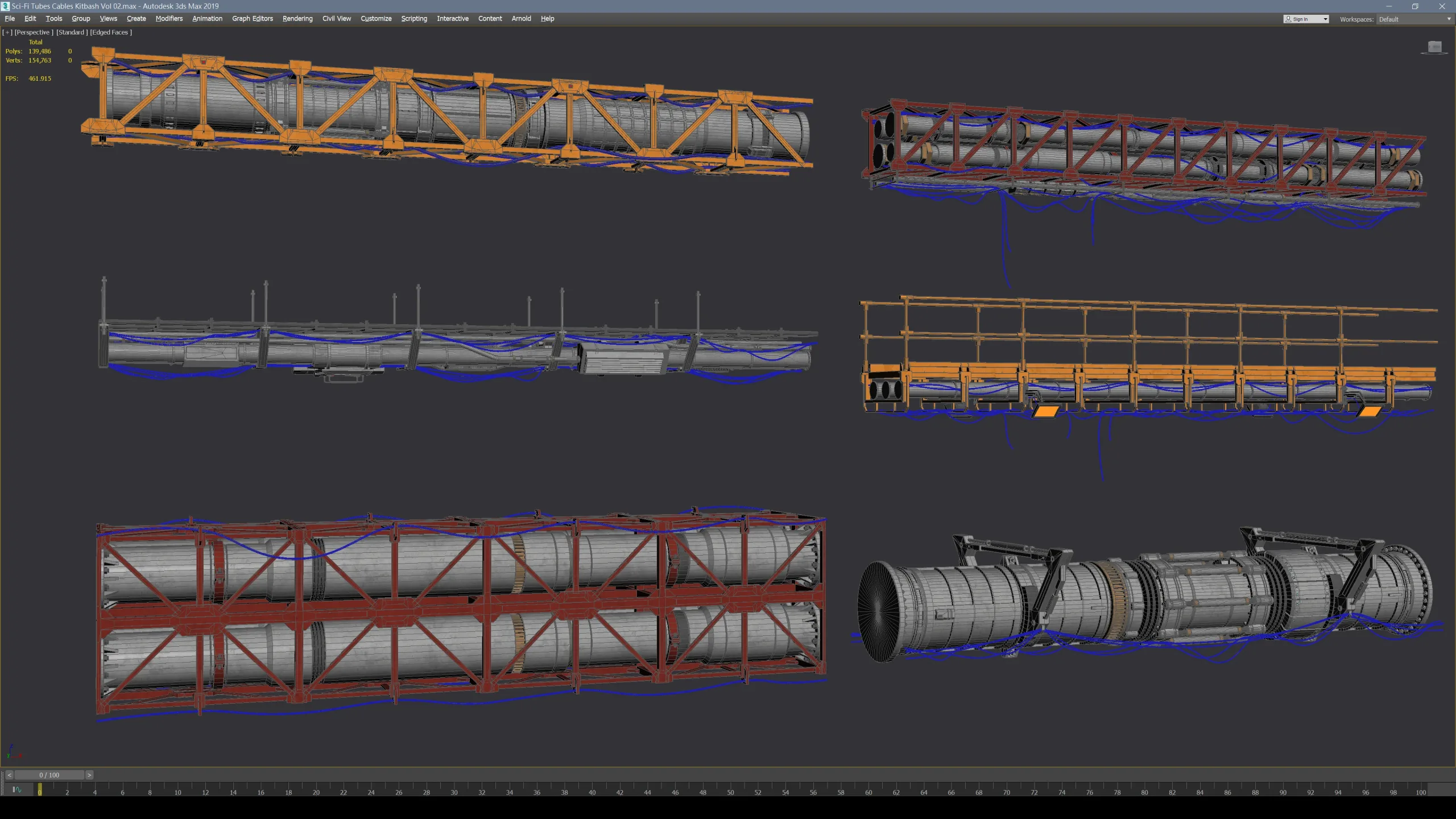 Sci-Fi Tubes Cables Kitbash Vol 02