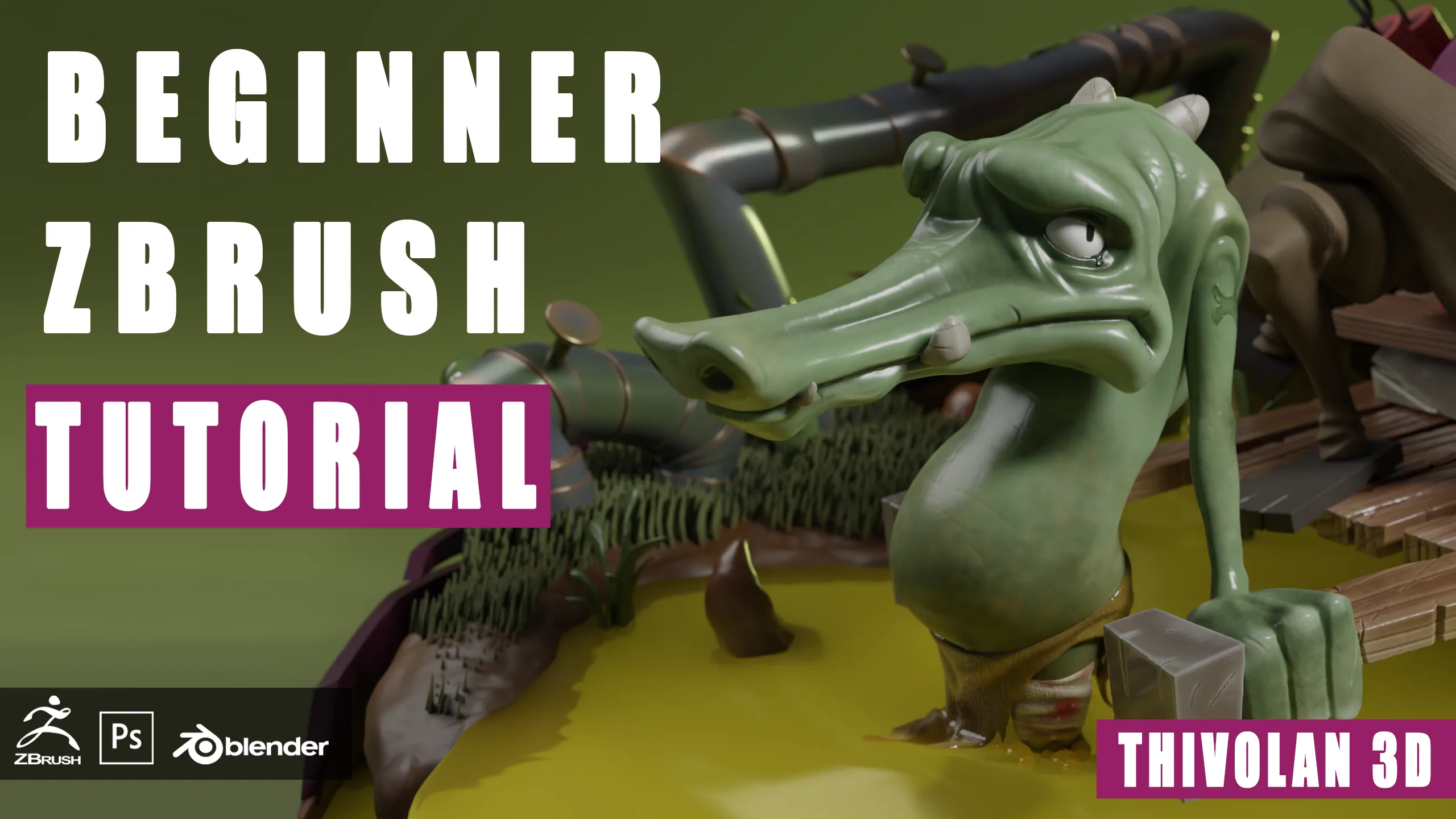 ZBrush Beginner Course: Sculpting Crile the Slaver Crocodile