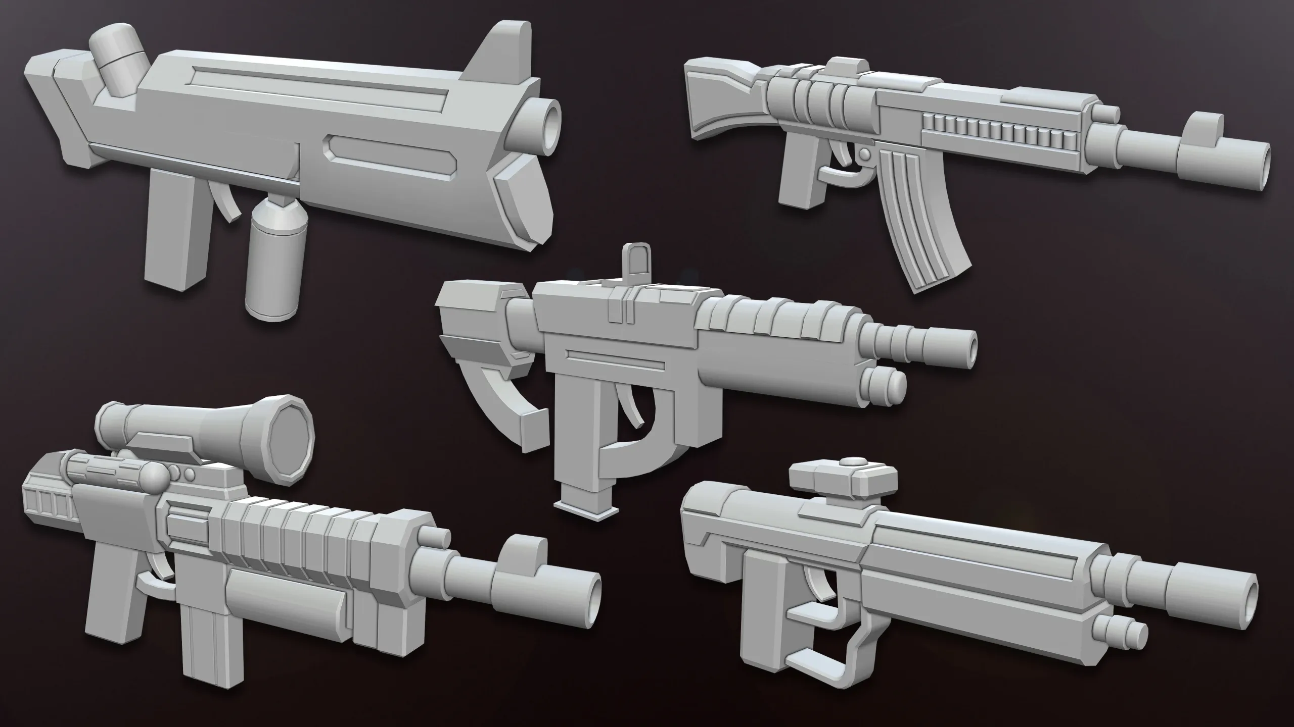 Sci-fi Gun Base meshes (with uv)