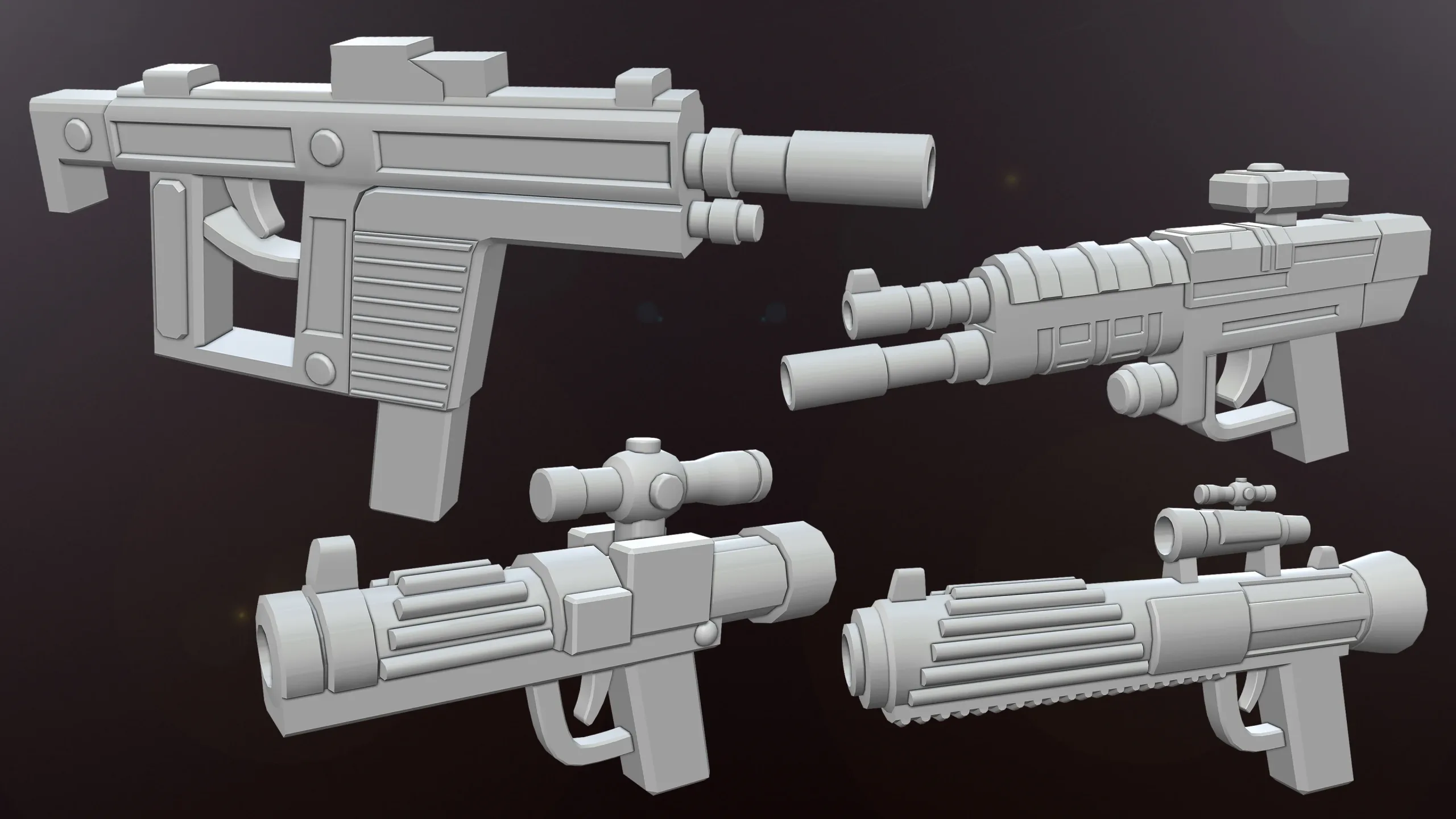 Sci-fi Gun Base meshes (with uv)