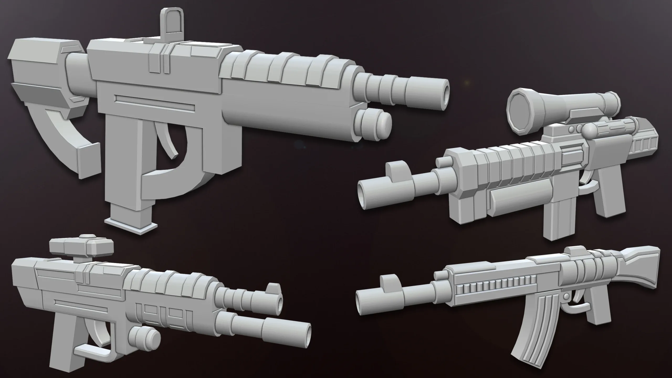 Sci-fi Gun Base meshes (with uv)