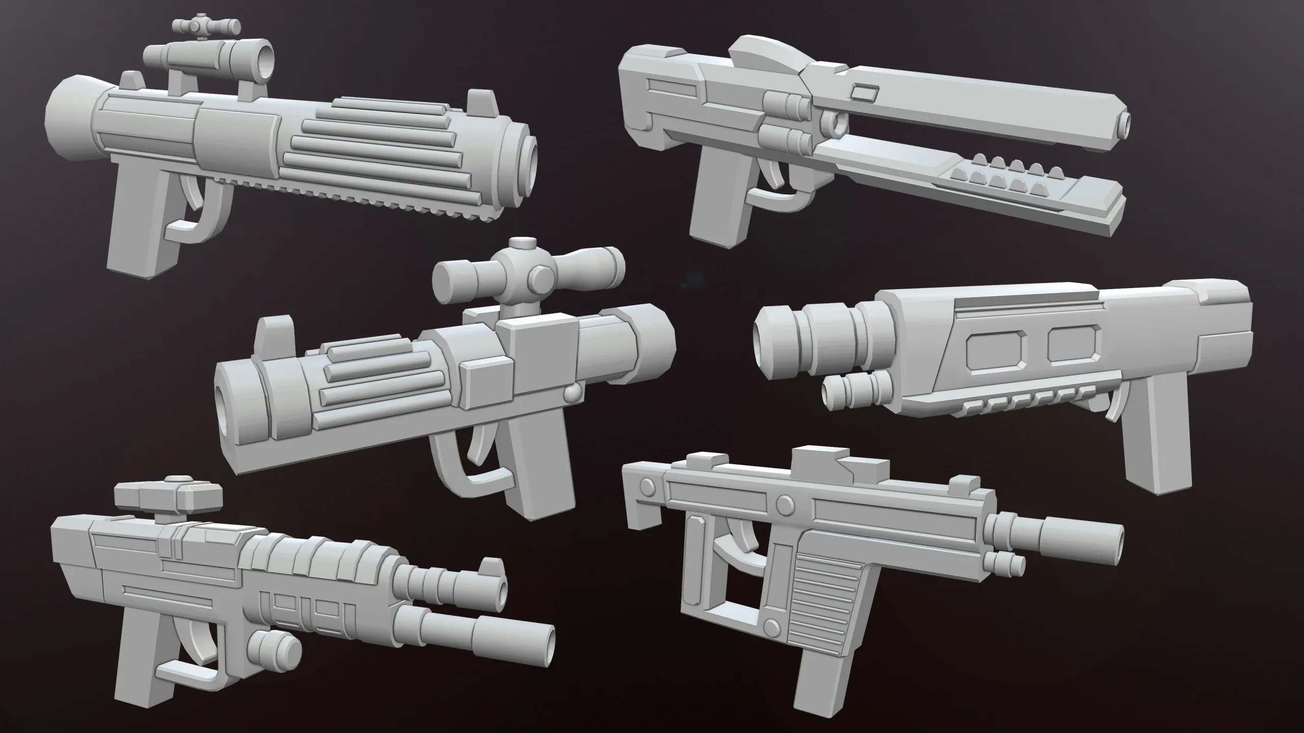 Sci-fi Gun Base meshes (with uv)