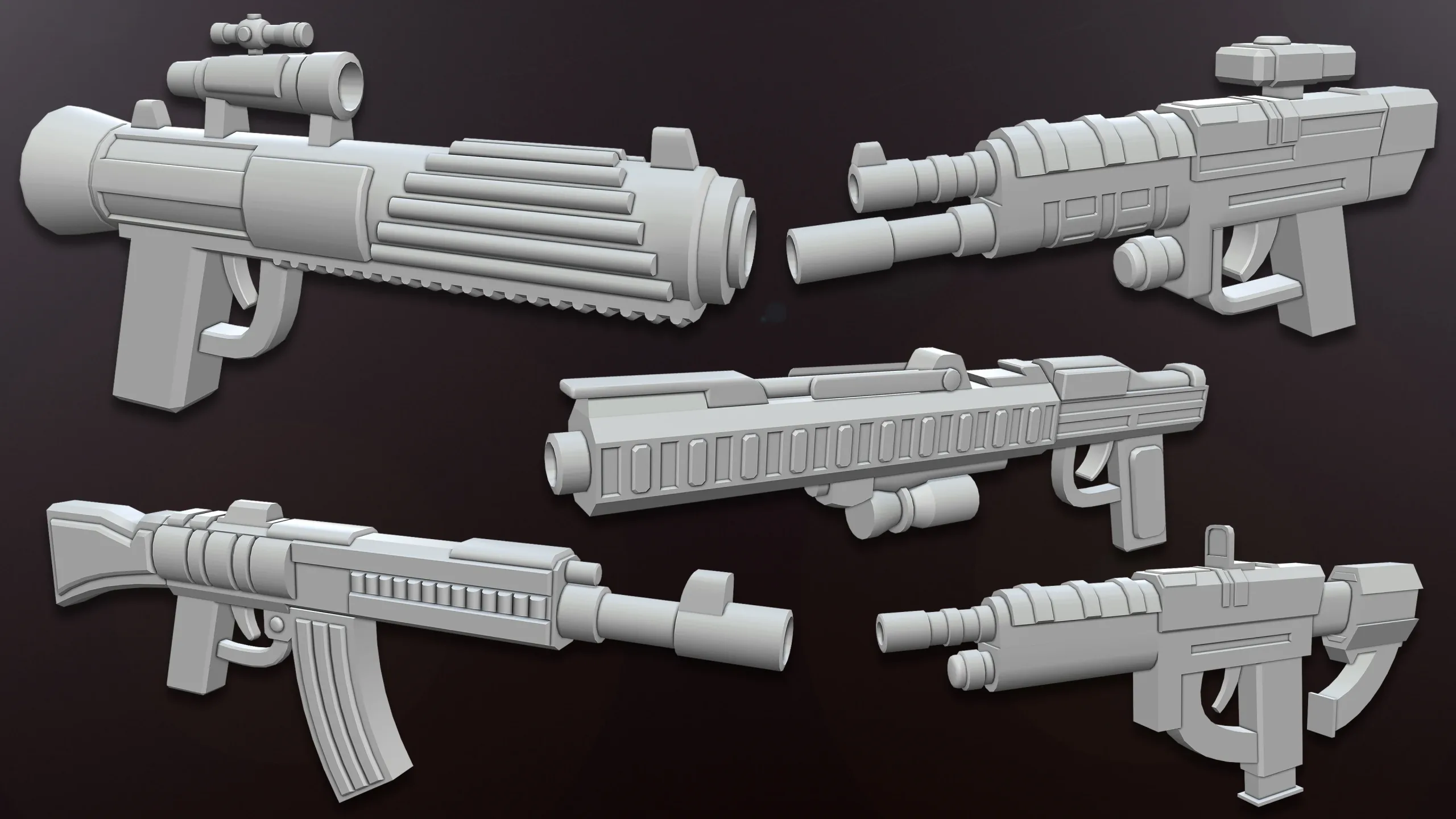 Sci-fi Gun Base meshes (with uv)