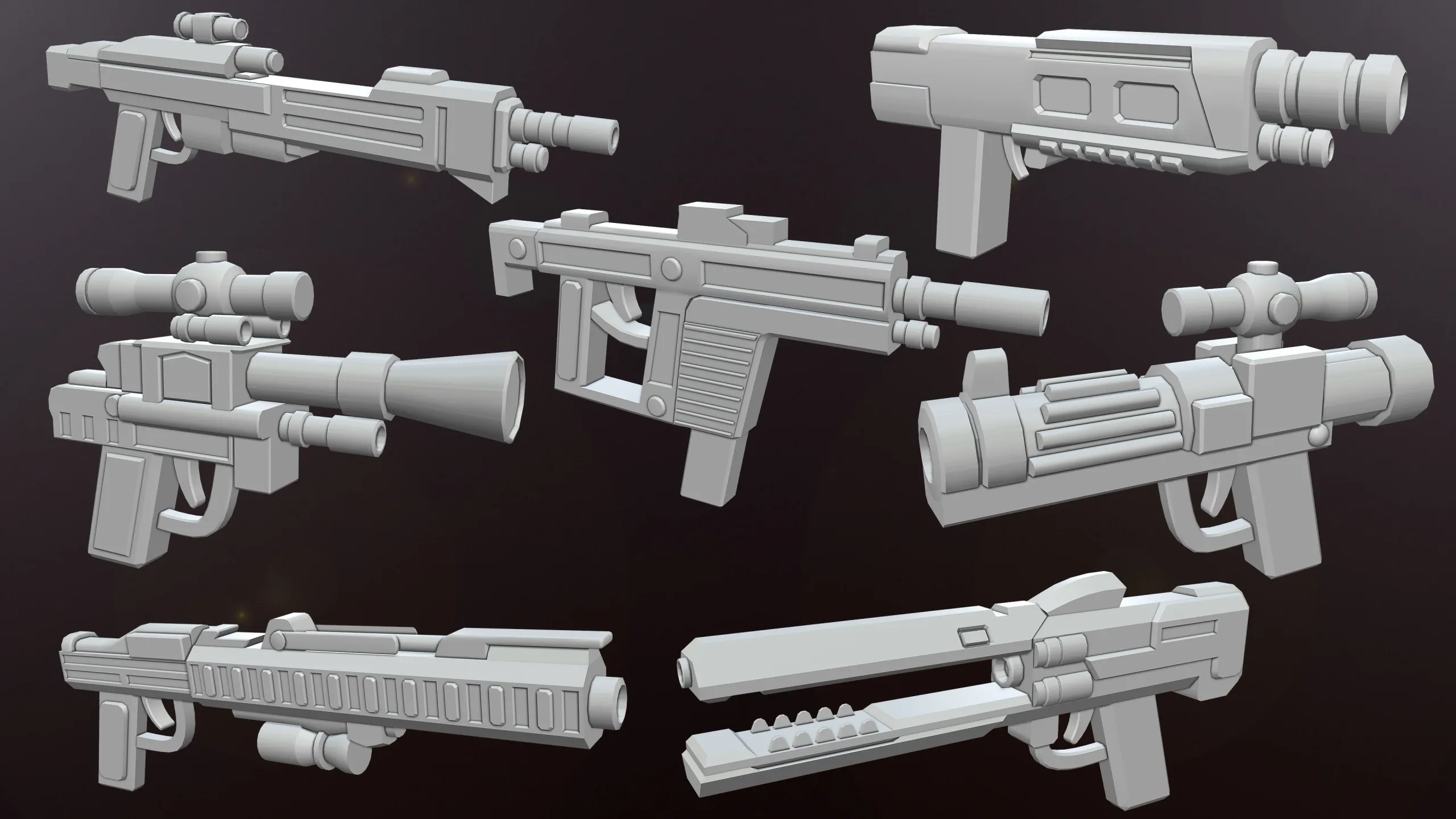 Sci-fi Gun Base meshes (with uv)