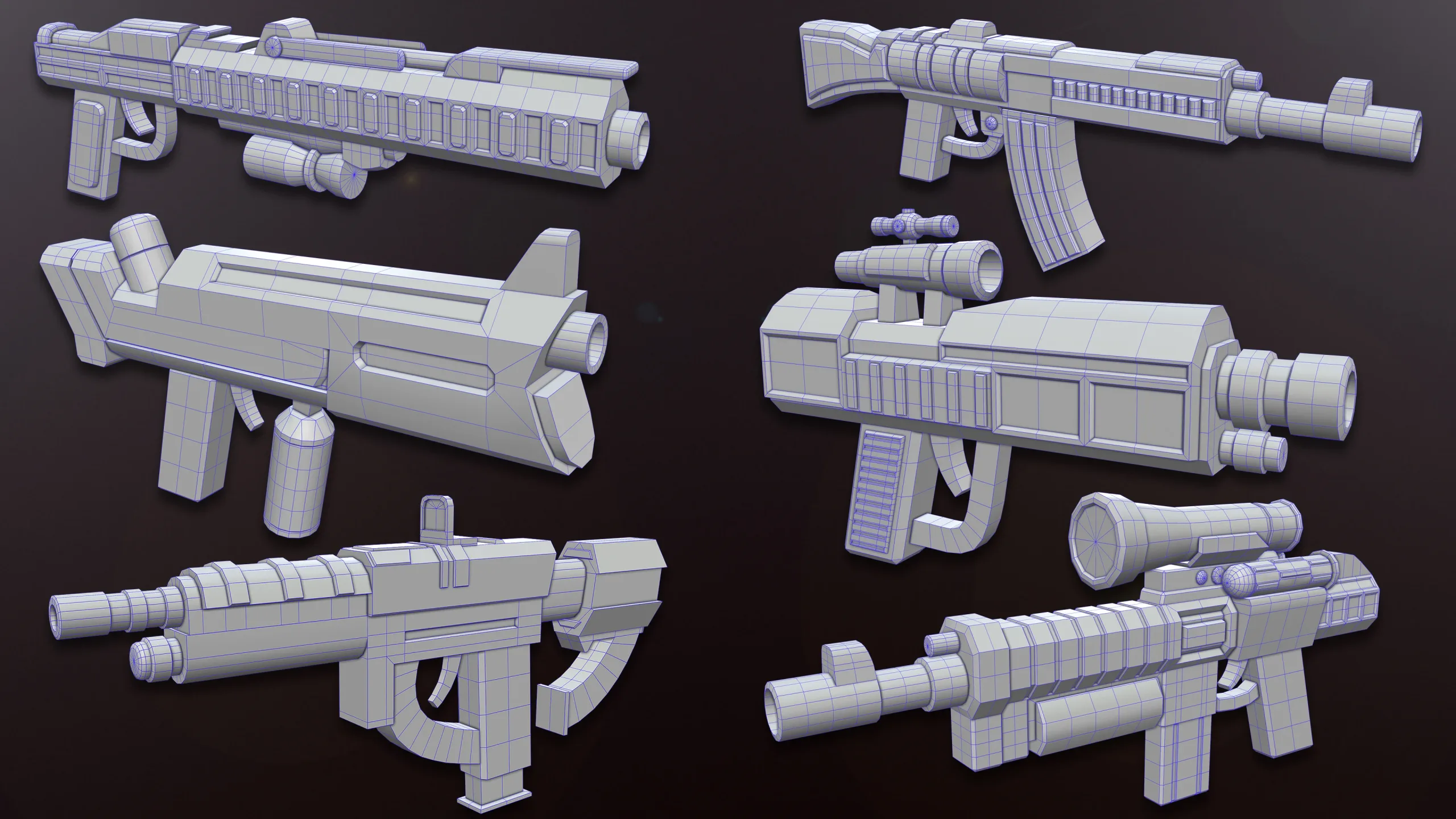 Sci-fi Gun Base meshes (with uv)