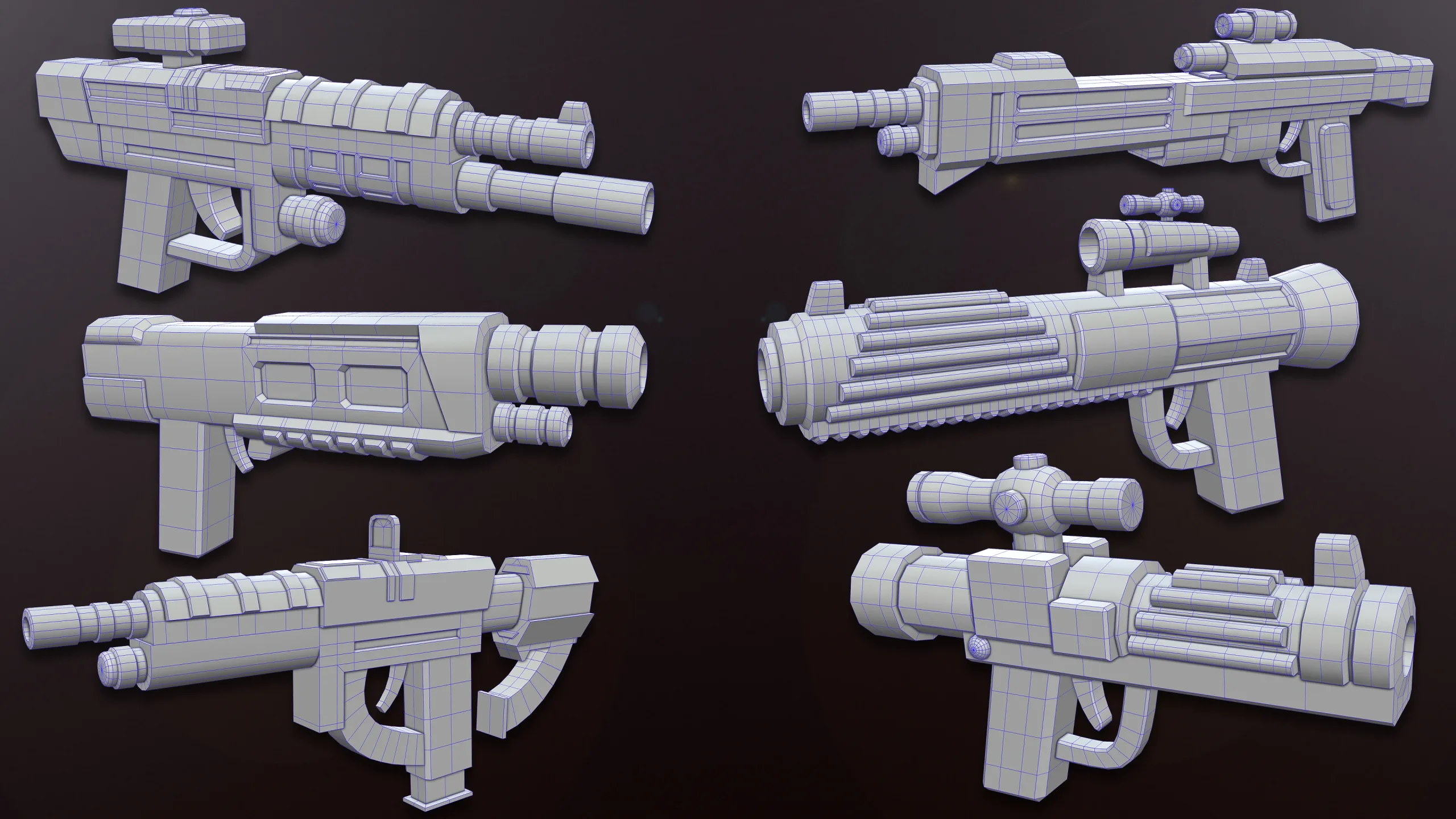 Sci-fi Gun Base meshes (with uv)