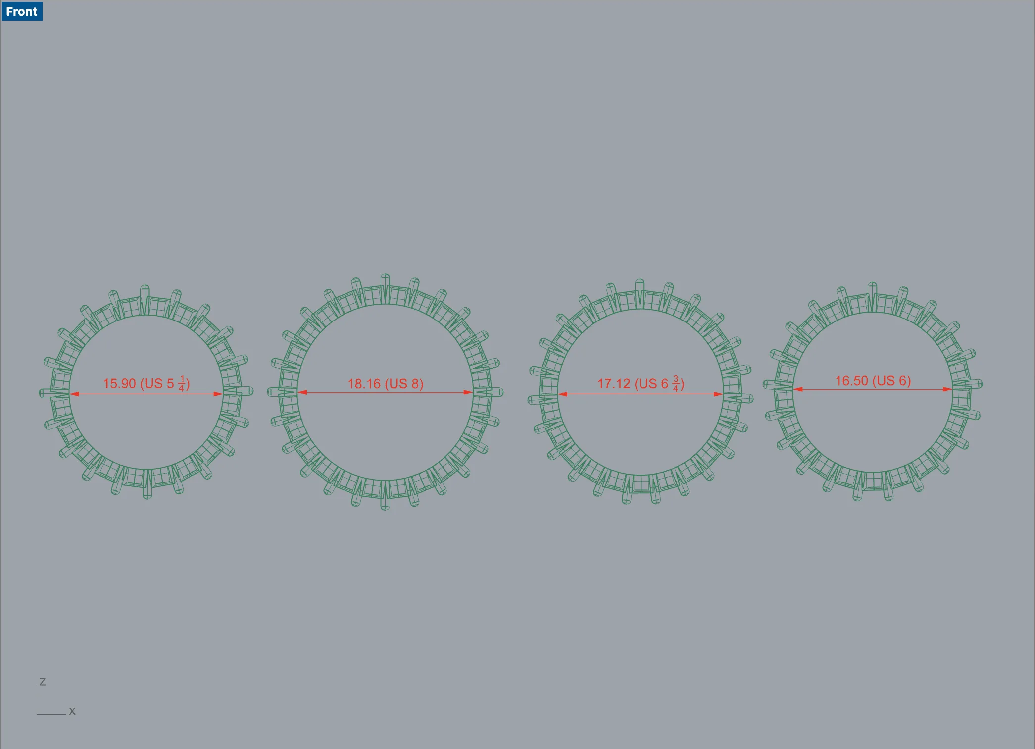 Eternity ring US and EU ring size