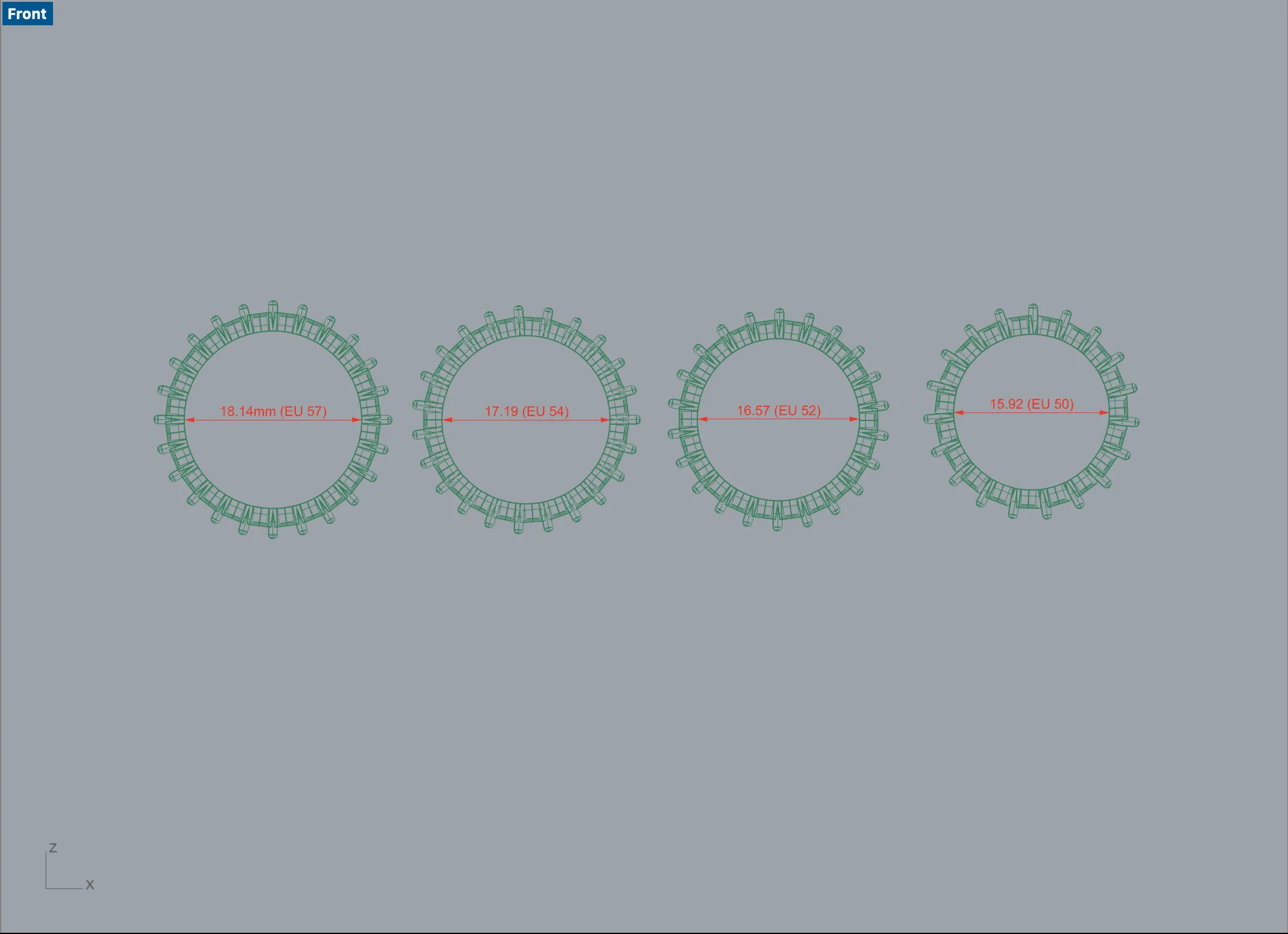 Eternity ring US and EU ring size