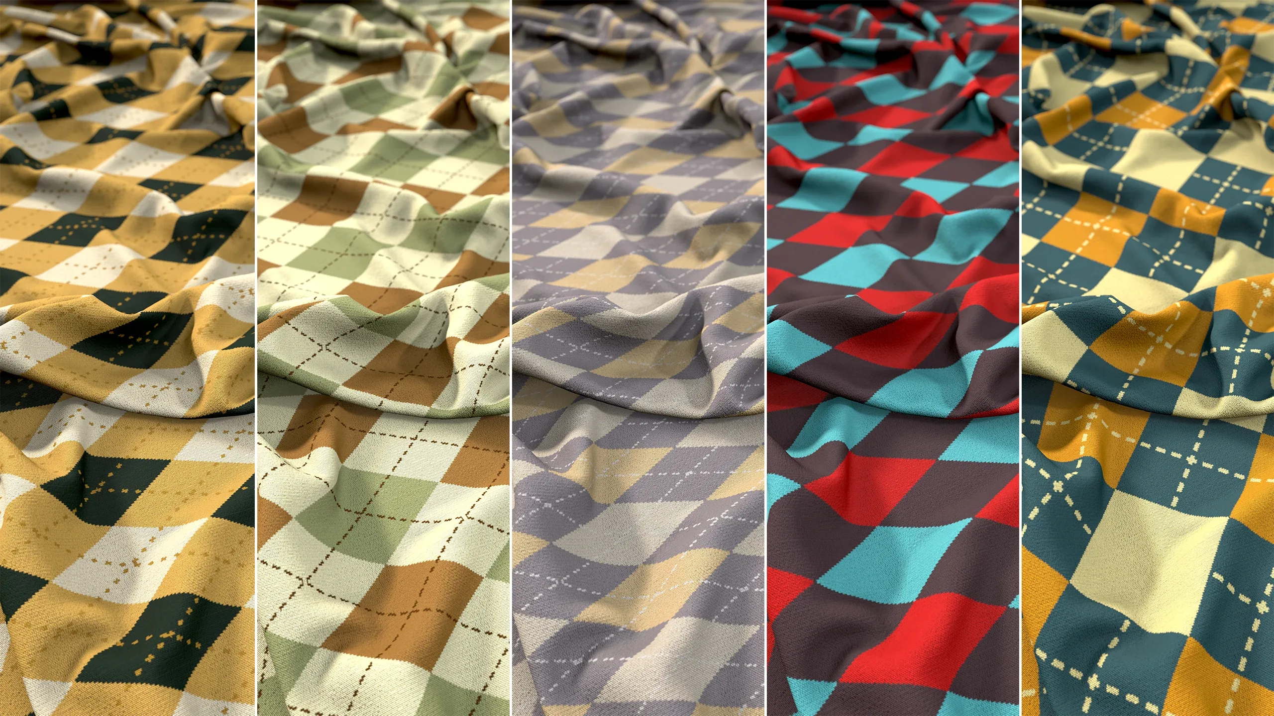 15 Argyle Fabric Materials + 186 Textures (4K) Vol 4