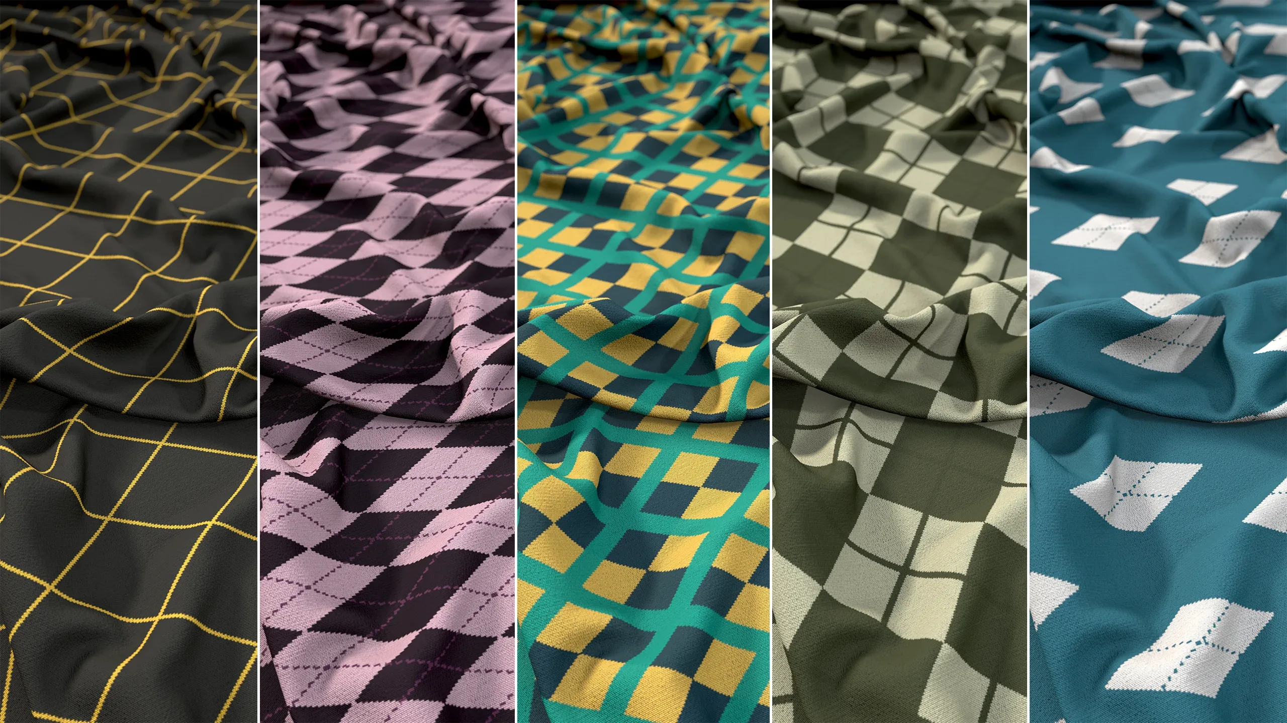 15 Argyle Fabric Materials + 186 Textures (4K) Vol 4