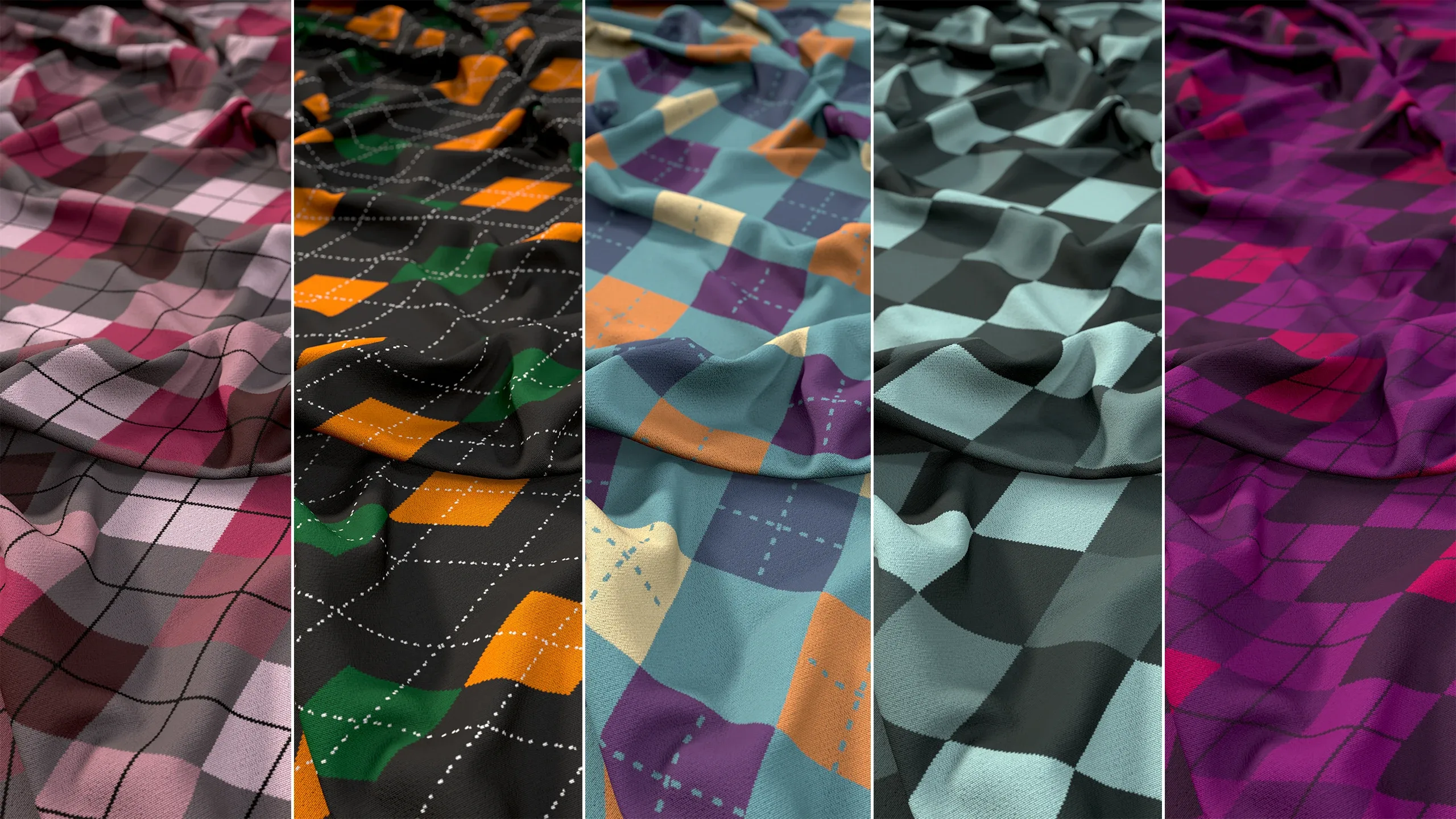 15 Argyle Fabric Materials + 186 Textures (4K) Vol 4