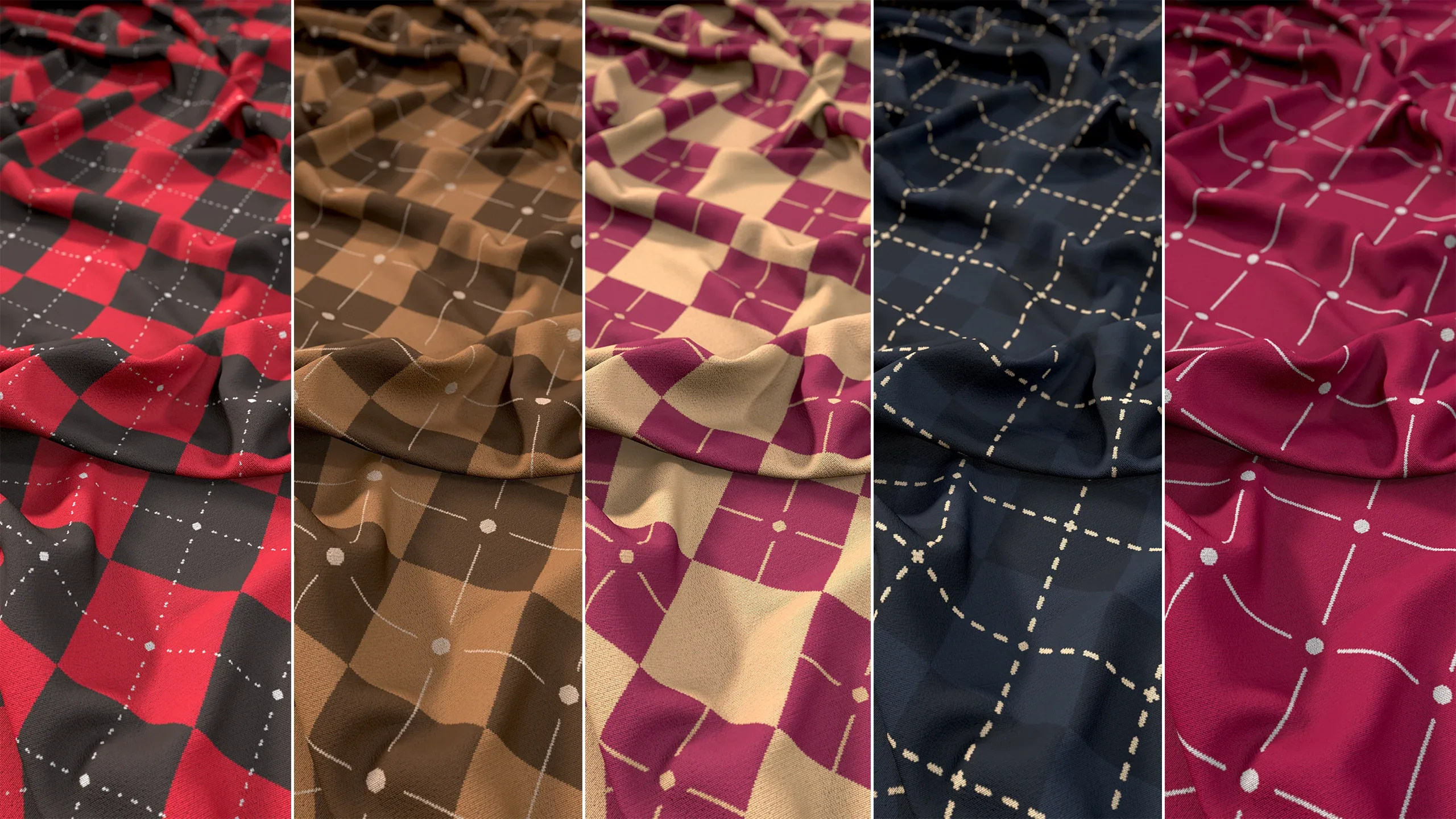 15 Argyle Fabric Materials + 186 Textures (4K) Vol 4