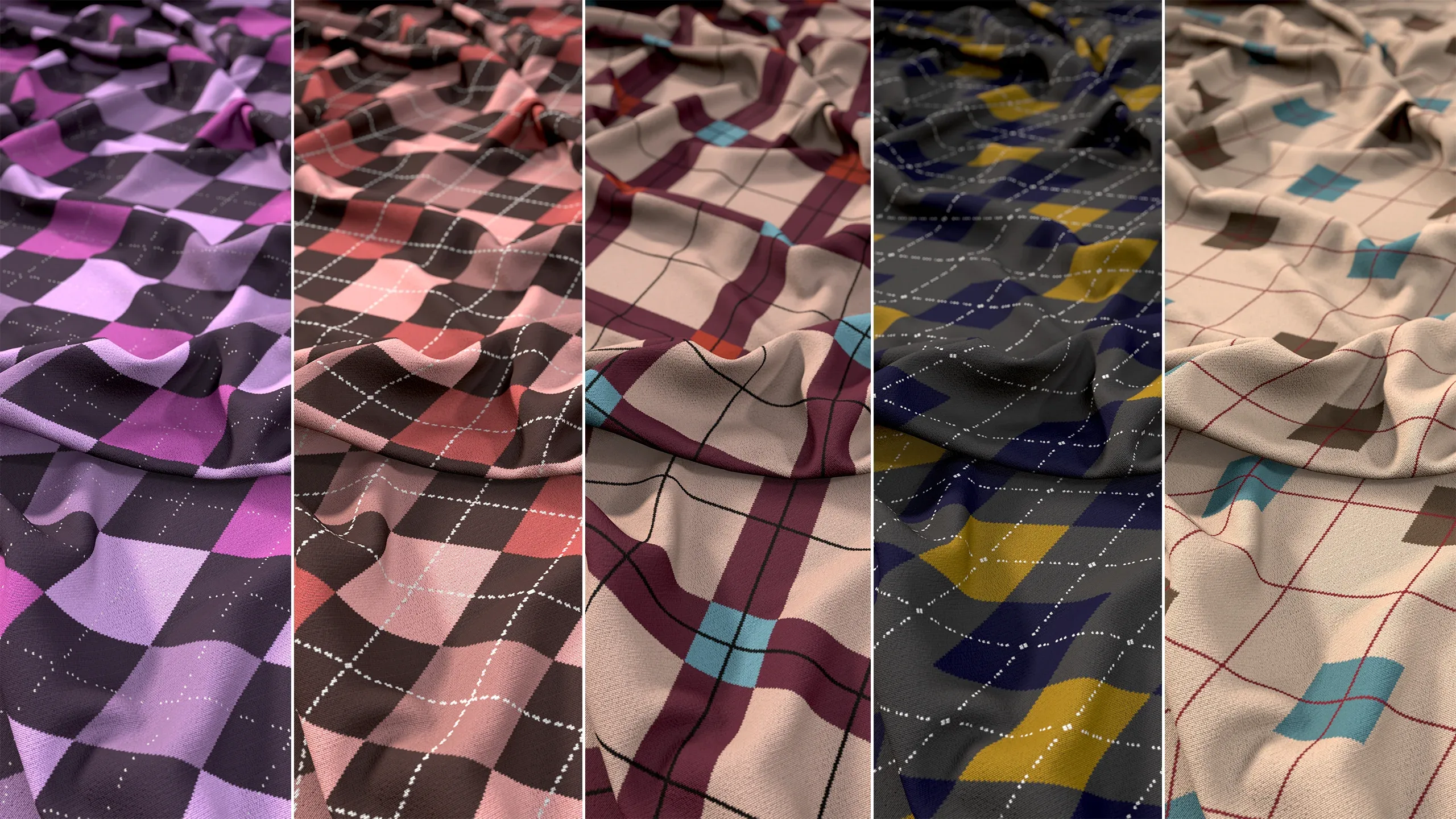 15 Argyle Fabric Materials + 186 Textures (4K) Vol 4