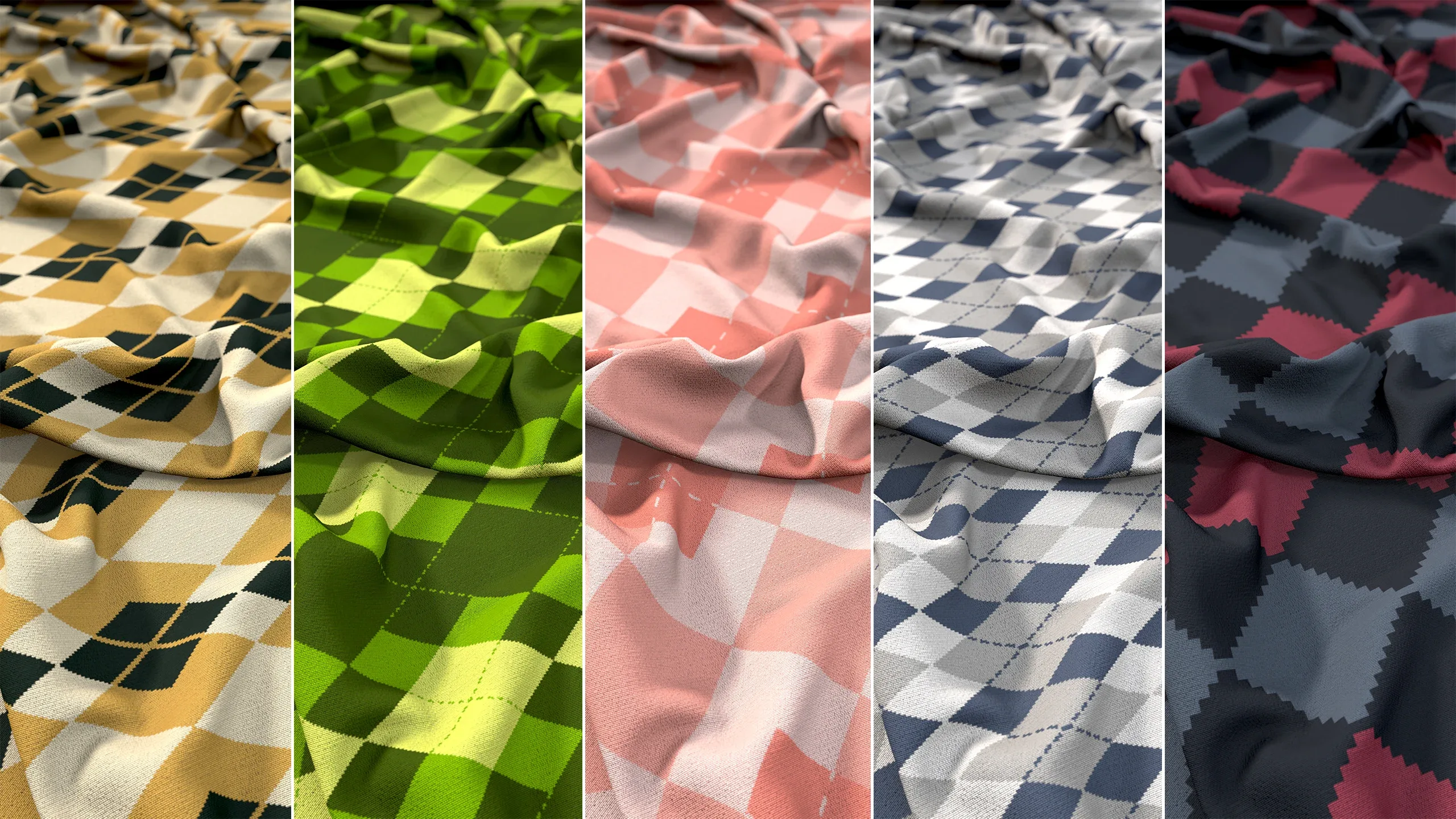 15 Argyle Fabric Materials + 186 Textures (4K) Vol 4