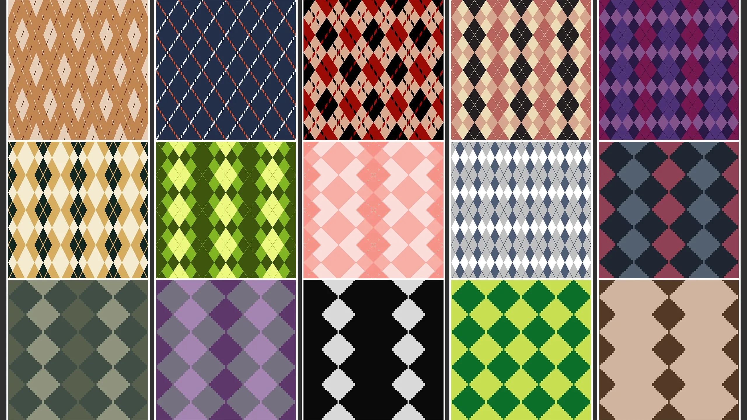 15 Argyle Fabric Materials + 186 Textures (4K) Vol 4