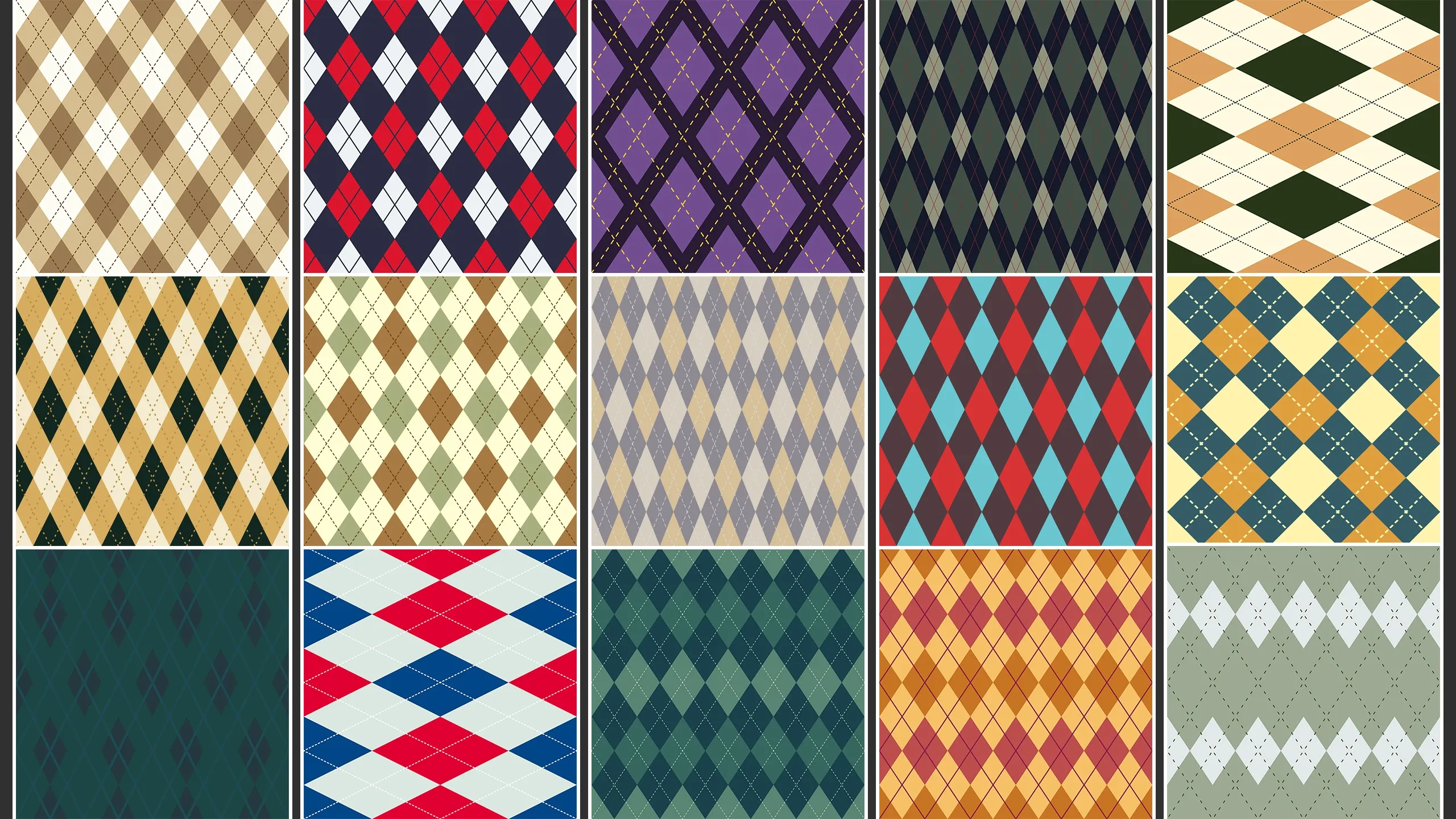 15 Argyle Fabric Materials + 186 Textures (4K) Vol 4