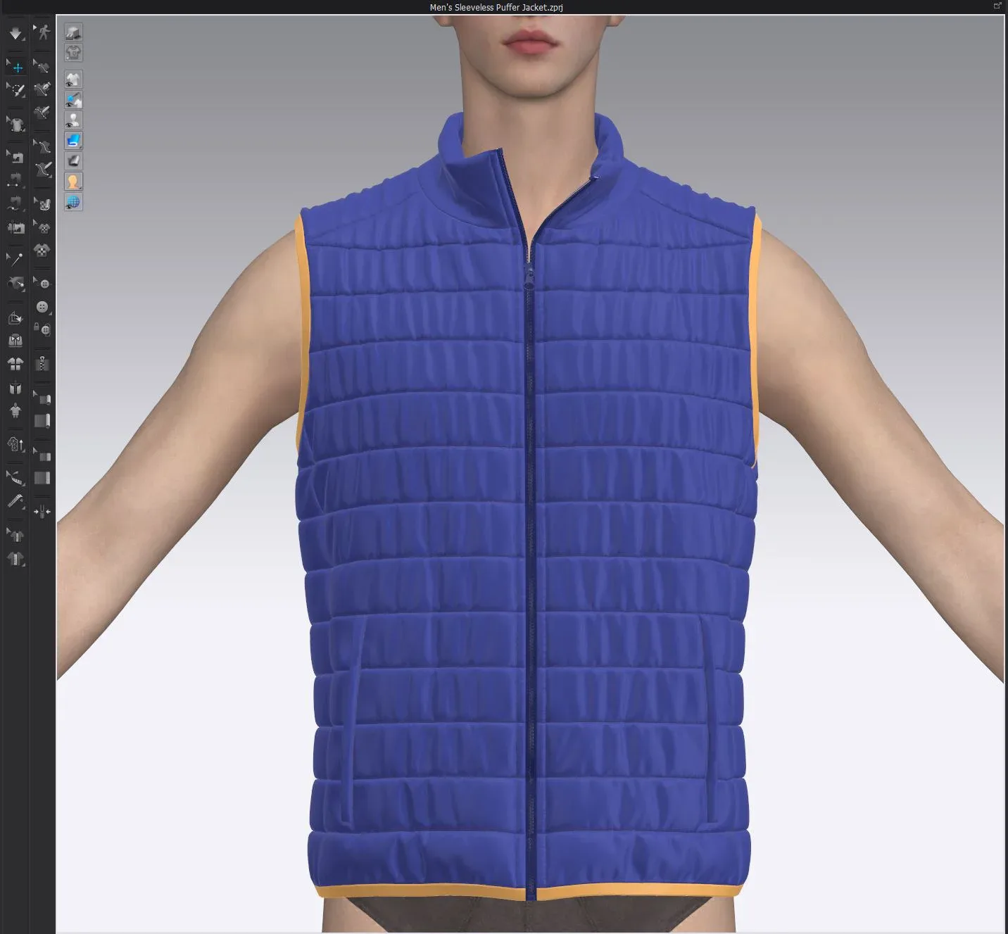 Men's Sleeveless Puffer Jacket, marvelous designer,clo3d