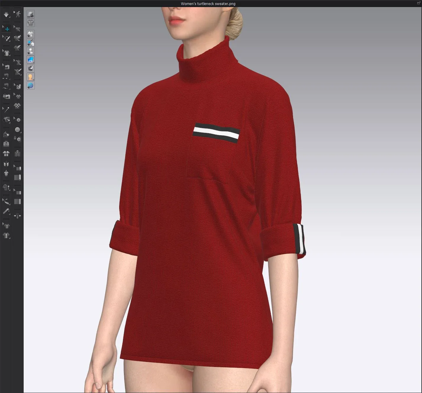 Women's turtleneck sweater, marvelous designer,clo3d