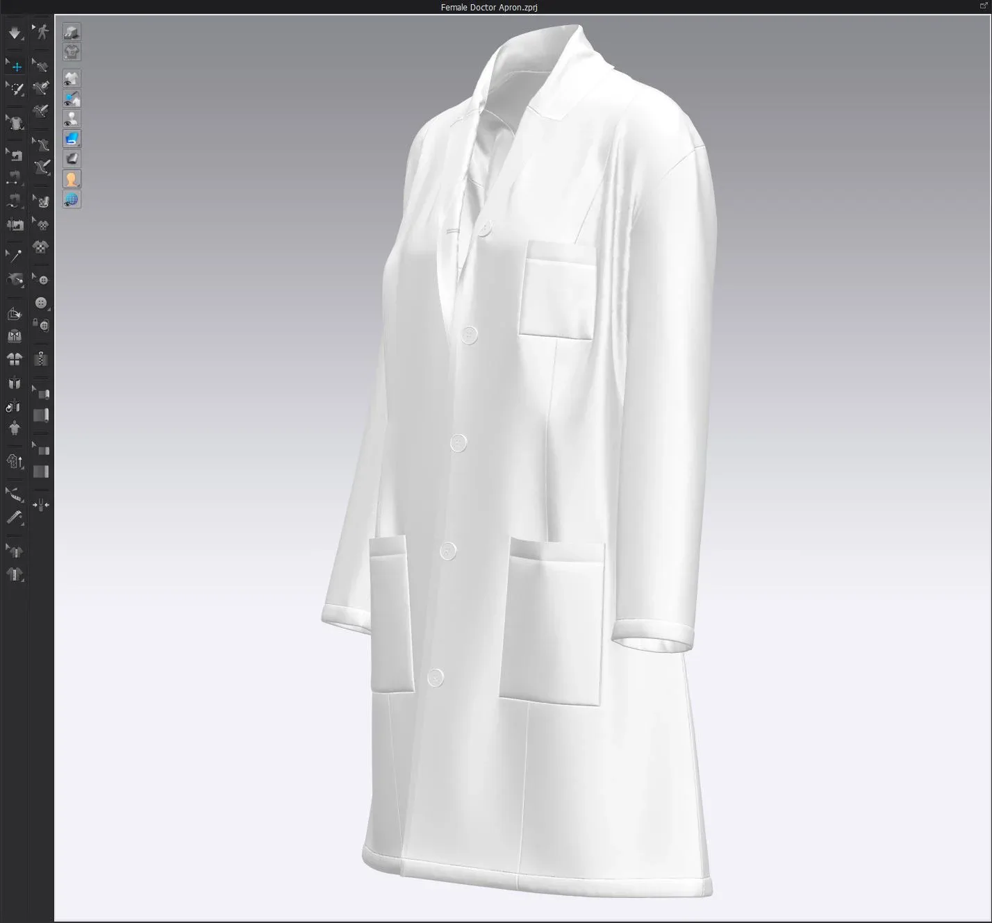 Female Doctor Apron, marvelous designer,clo3d