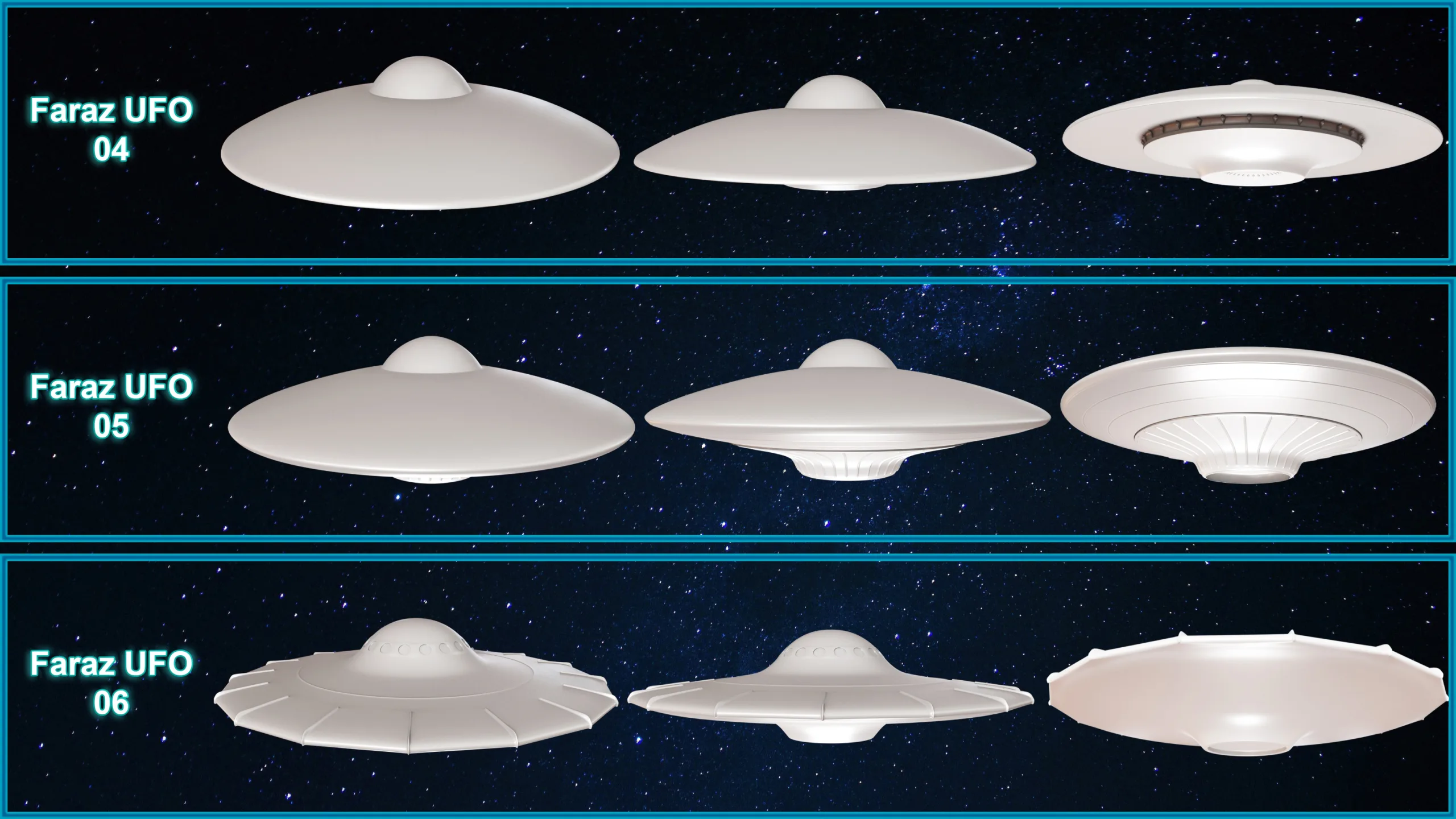 25 Sci-Fi Flying Saucer ( UFO ) Base mesh (Game Ready) vol.1